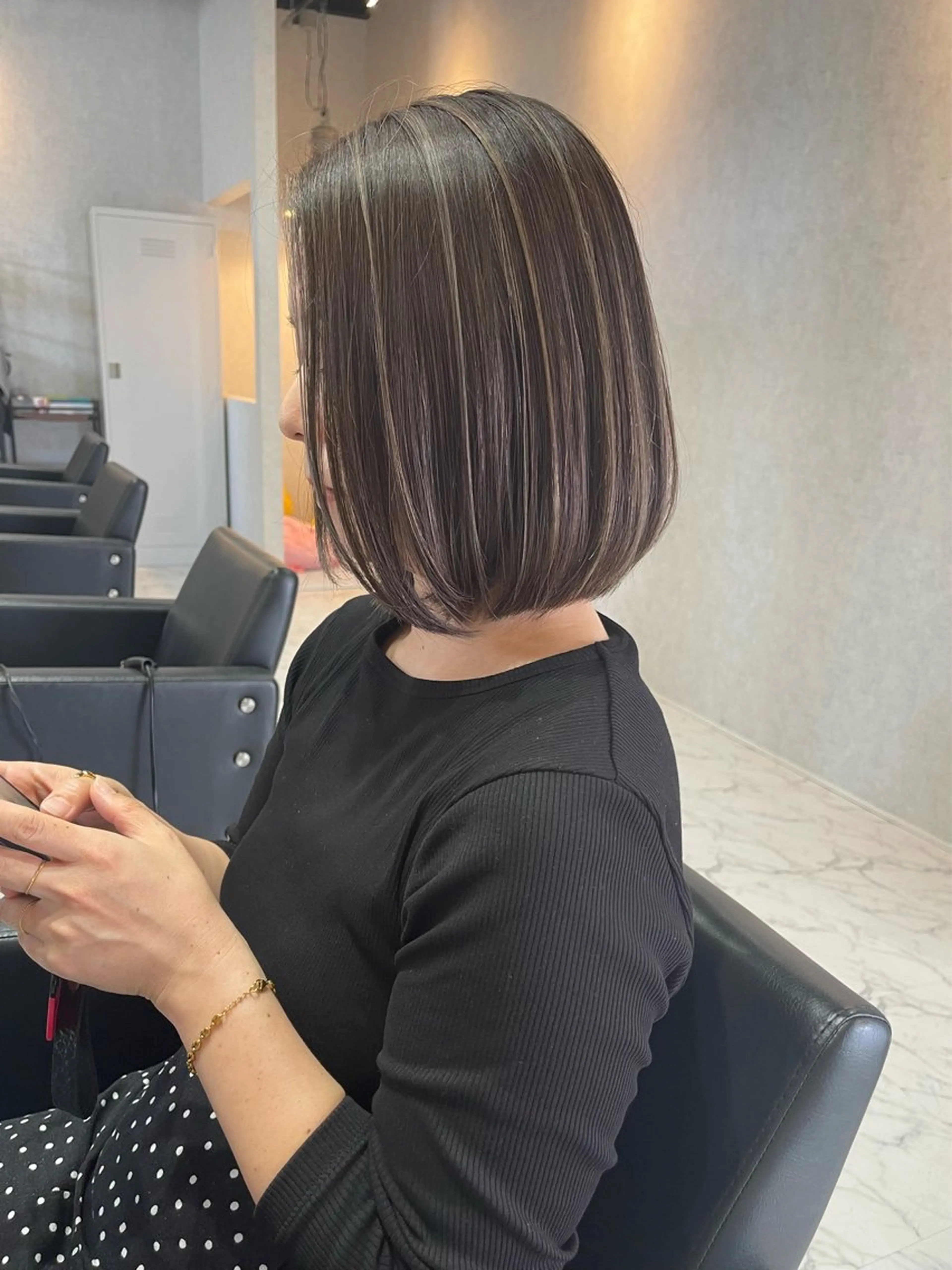 ショート カラー ヘアアレンジ バレイヤージュ デザインカラー ハイライトカラー 外国人風カラー ハイライト カット ヘアカラー トリートメント アンドウ ユウ/ レイヤーカット/韓国のヘアスタイル