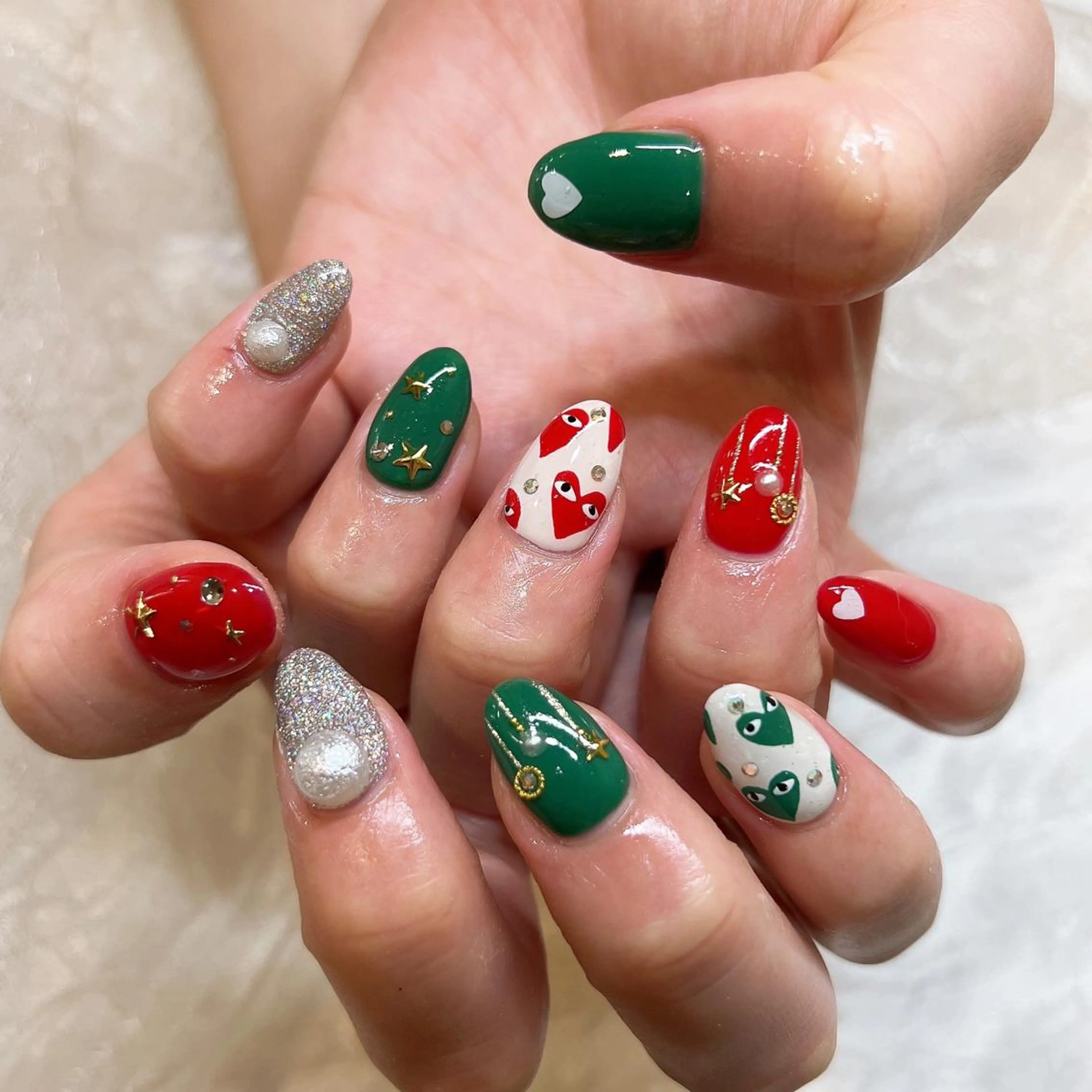 ネイル ハート 冬ネイル クリスマス nailist yuiのネイルデザイン