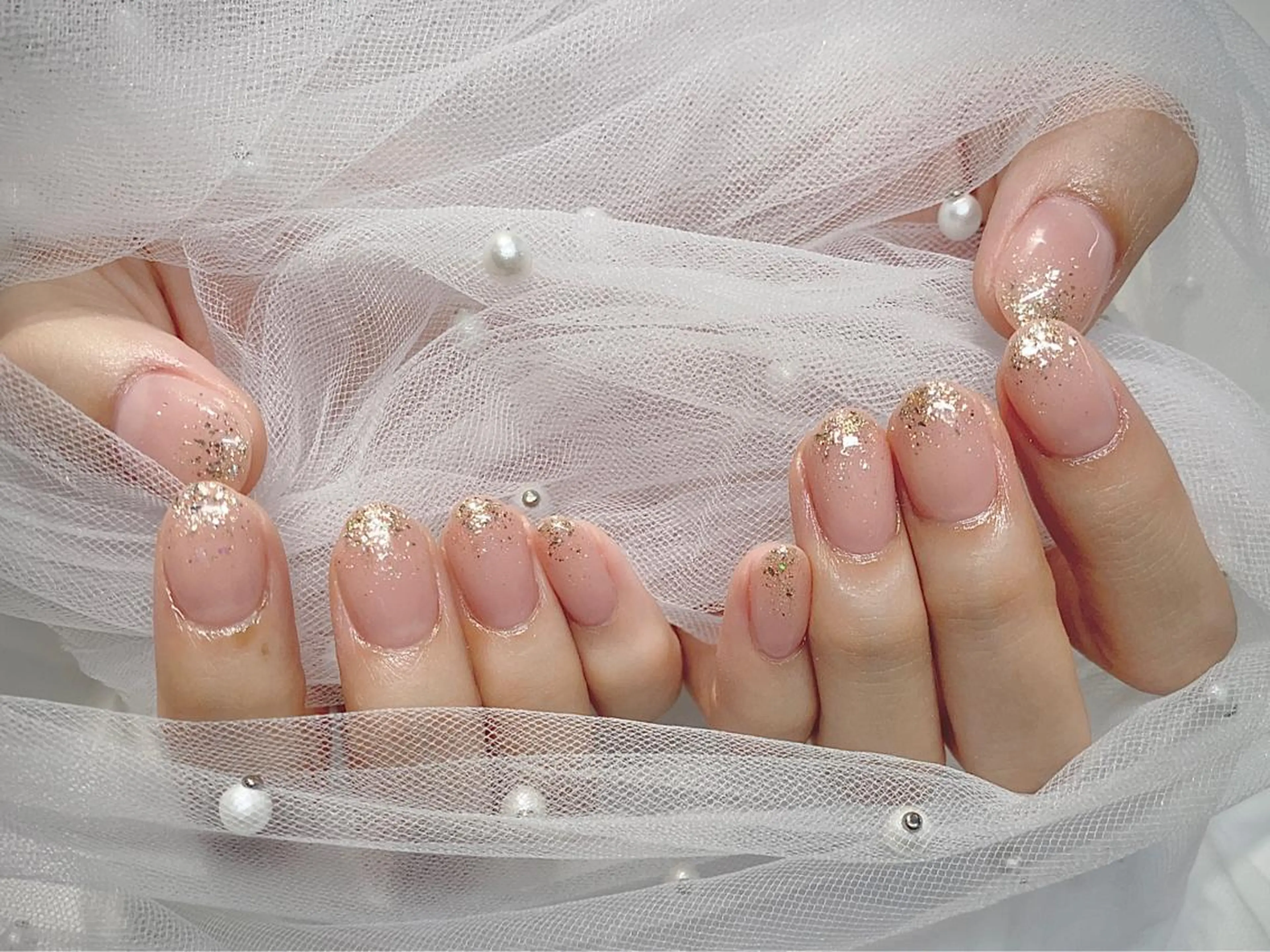 ネイル I-nailロング /ワンホン/キラキラのネイルデザイン