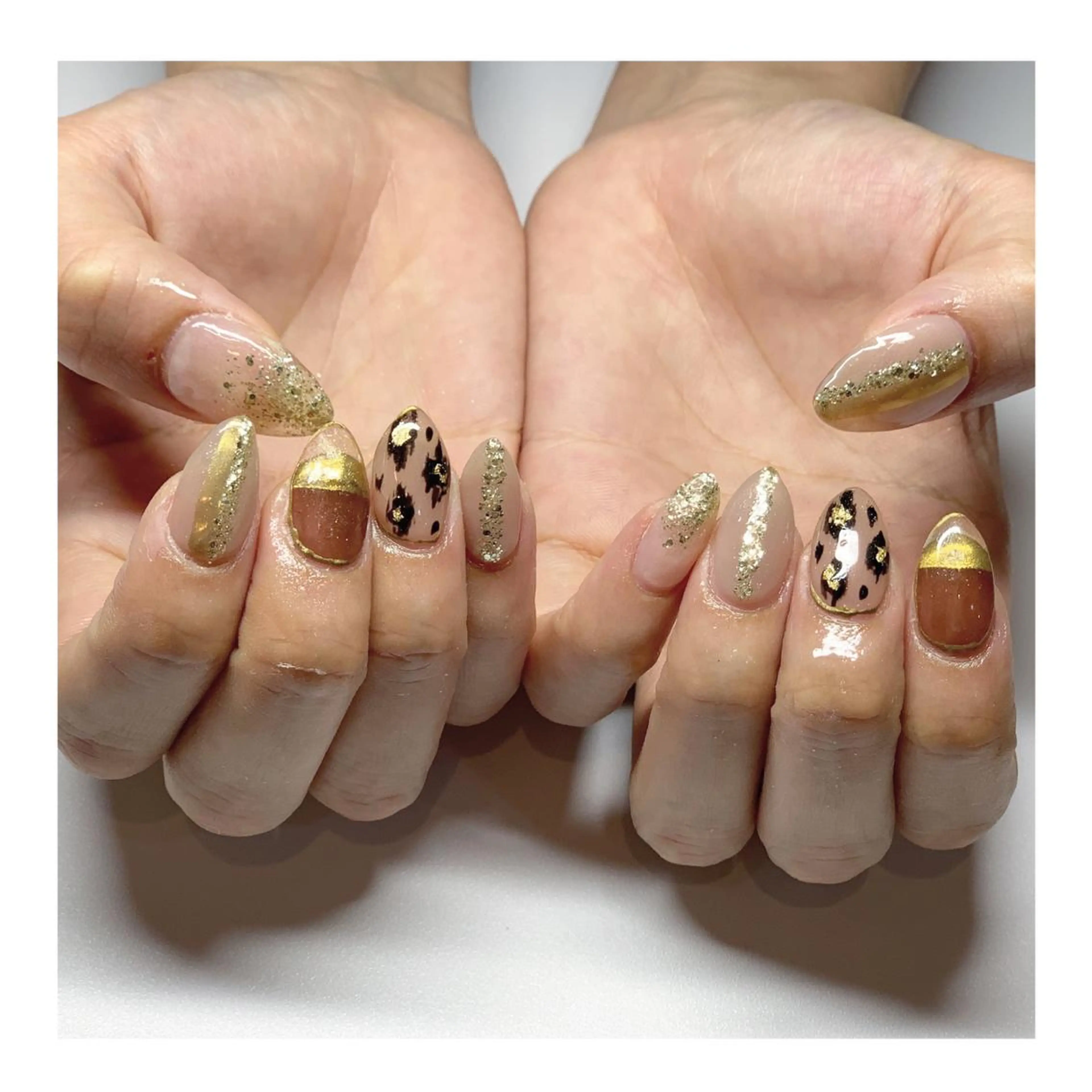 ネイル アニマル柄 クリアネイル ハンドネイル LaLa Peach 福岡のマツエク・マツパデザイン