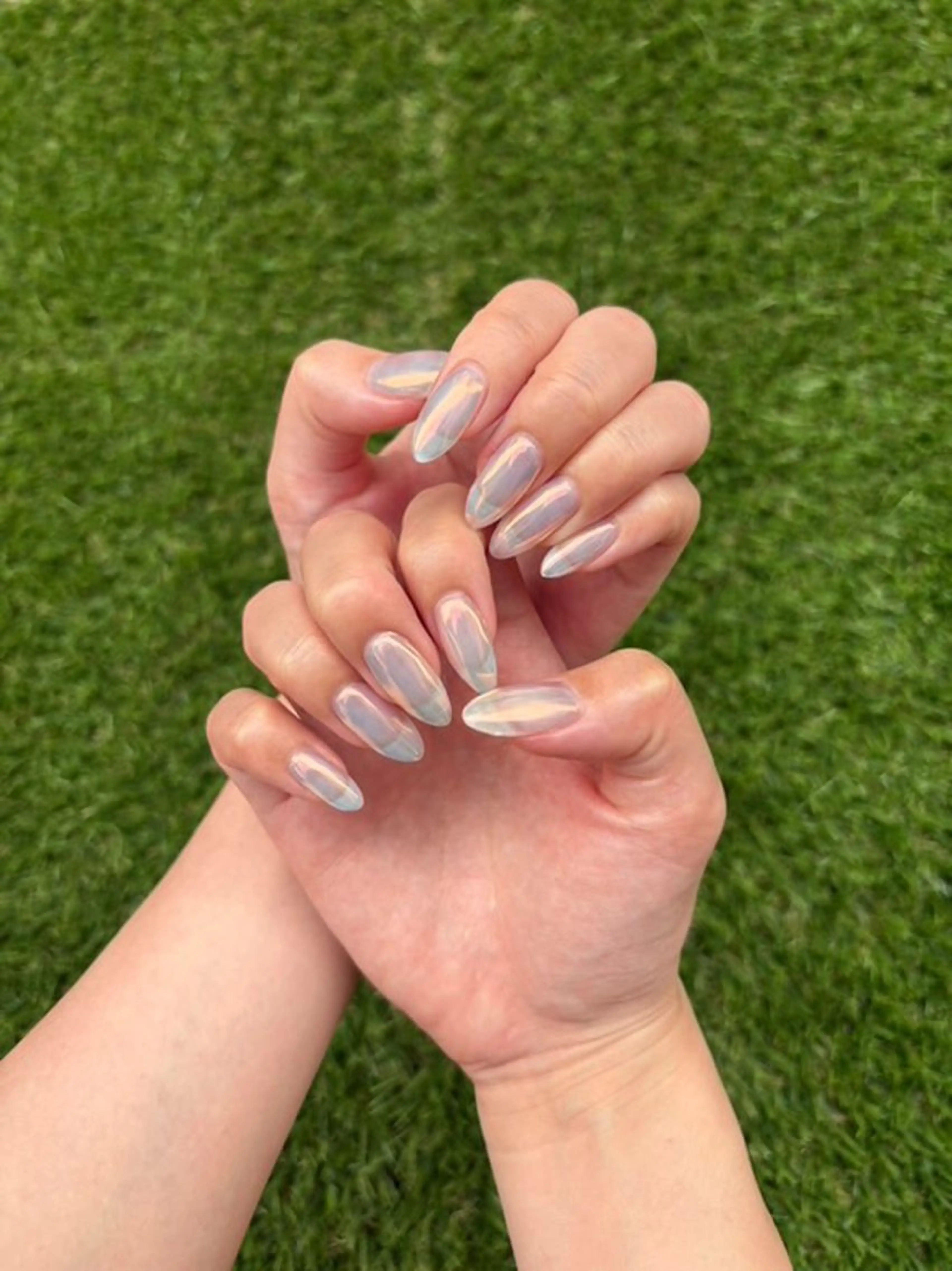 ネイル ブルー オレンジ ハンドネイル Ｌｉｔ所属・Ｌｉｔ .のネイルデザイン