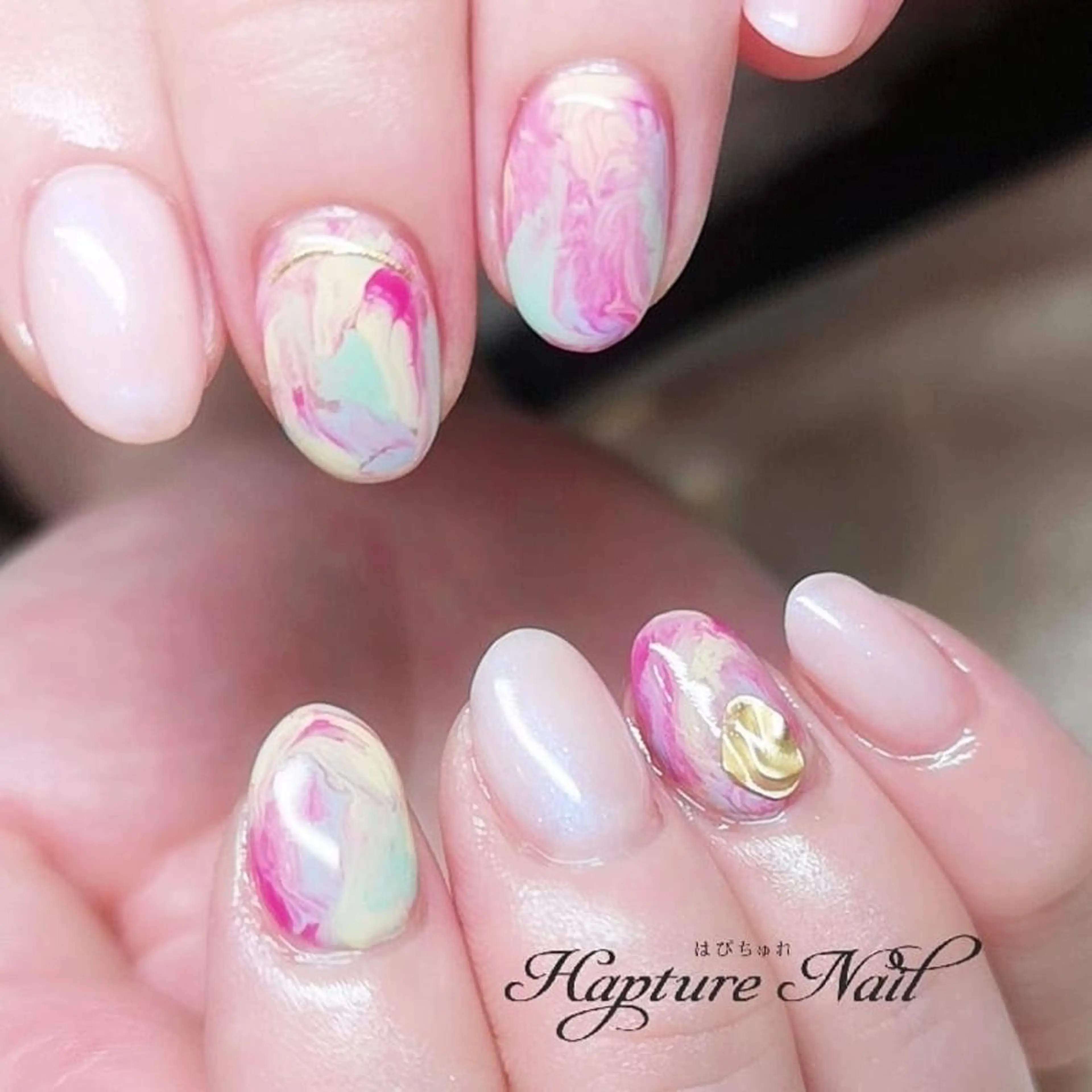 ネイル アートネイル 大理石ネイル(マーブル) ワンカラーネイル m- Hiroのネイルデザイン