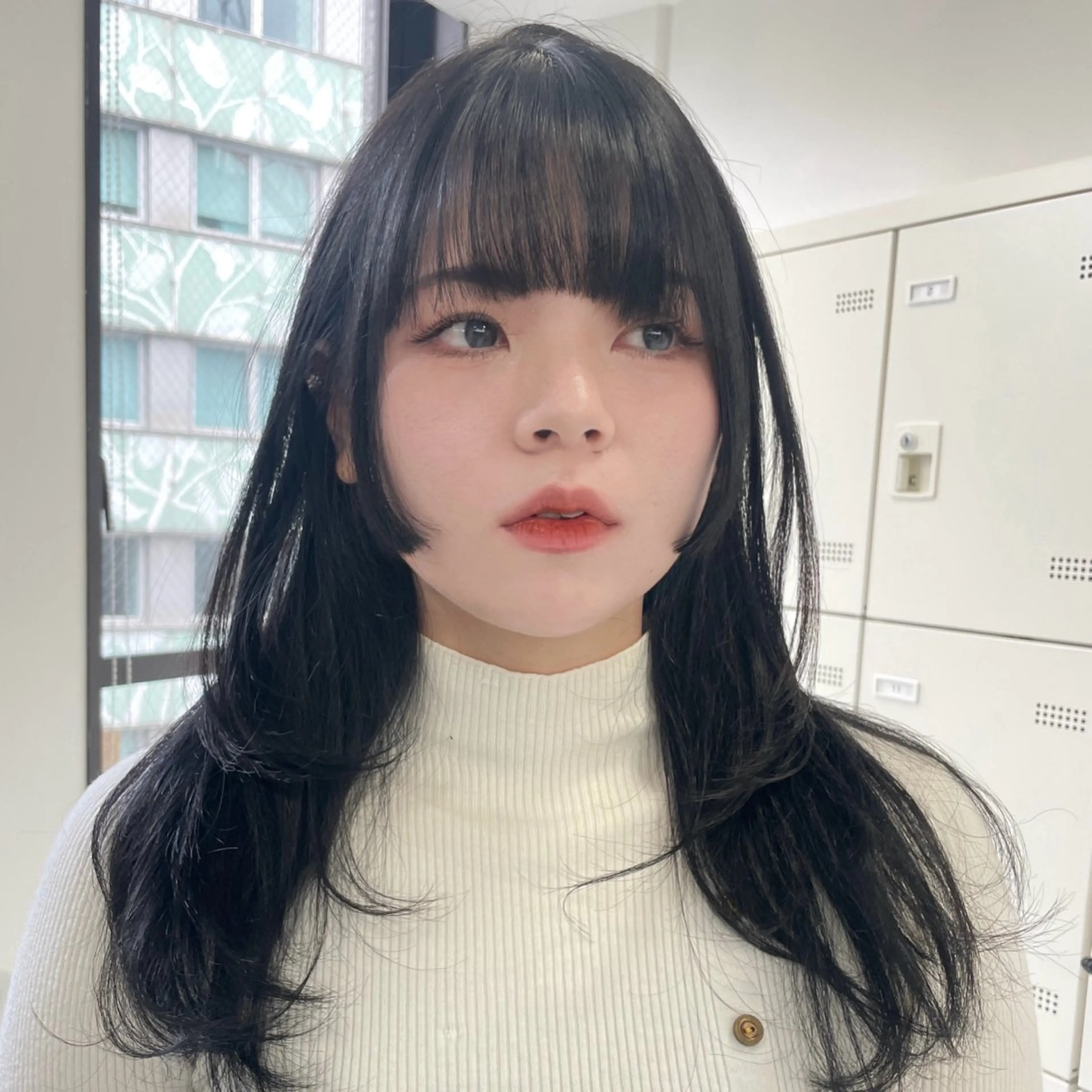 セミロング カット ヘアカラー MOE 福岡韓国ヘア✧︎のヘアスタイル