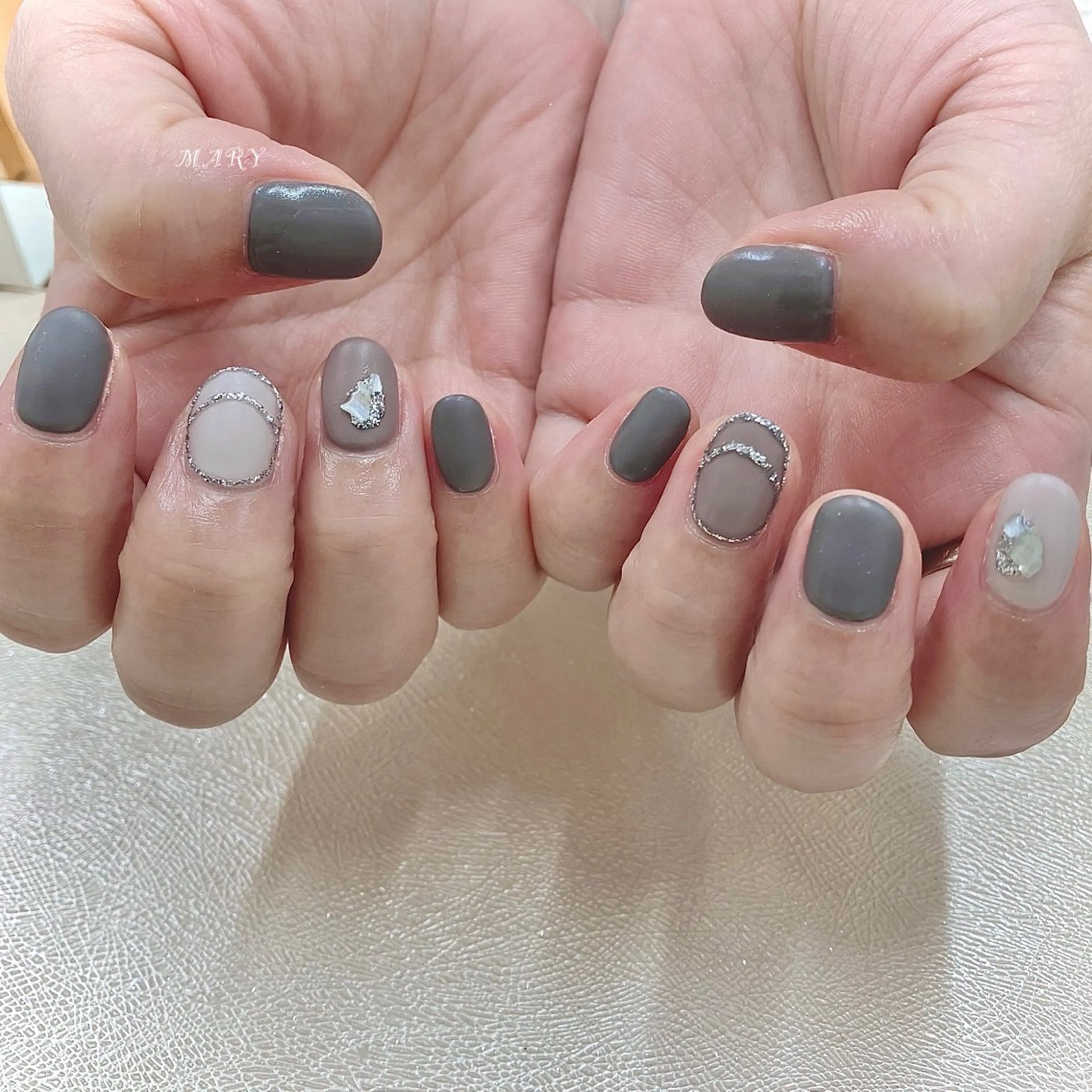 ネイル フレンチネイル マットネイル ニュアンスネイル ハンドネイル Mary nail .narumiのネイルデザイン