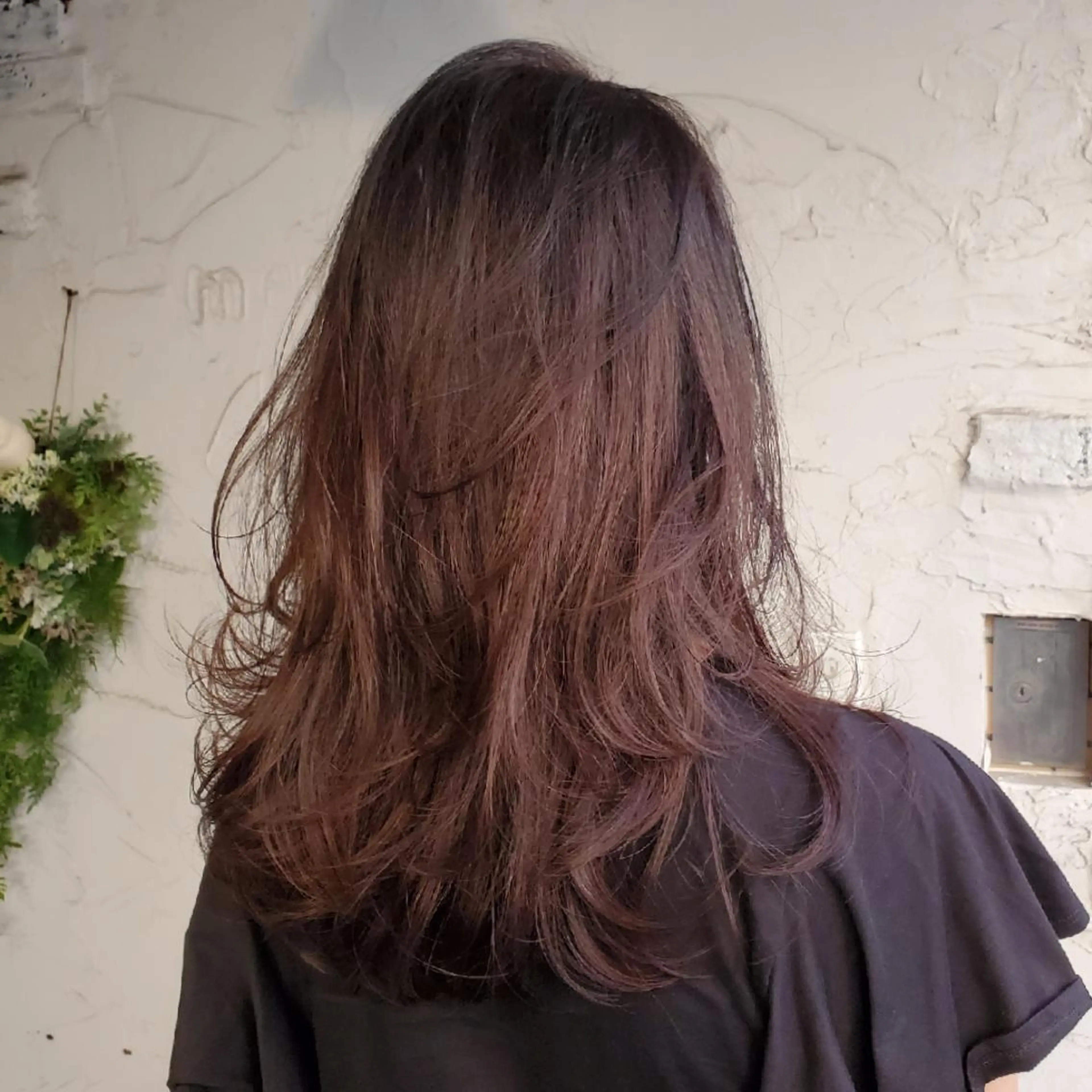 カラー ロング カット ヘアカラー トリートメント 韓国レイヤー柔らかい 地毛風縮毛矯正／マツのヘアスタイル