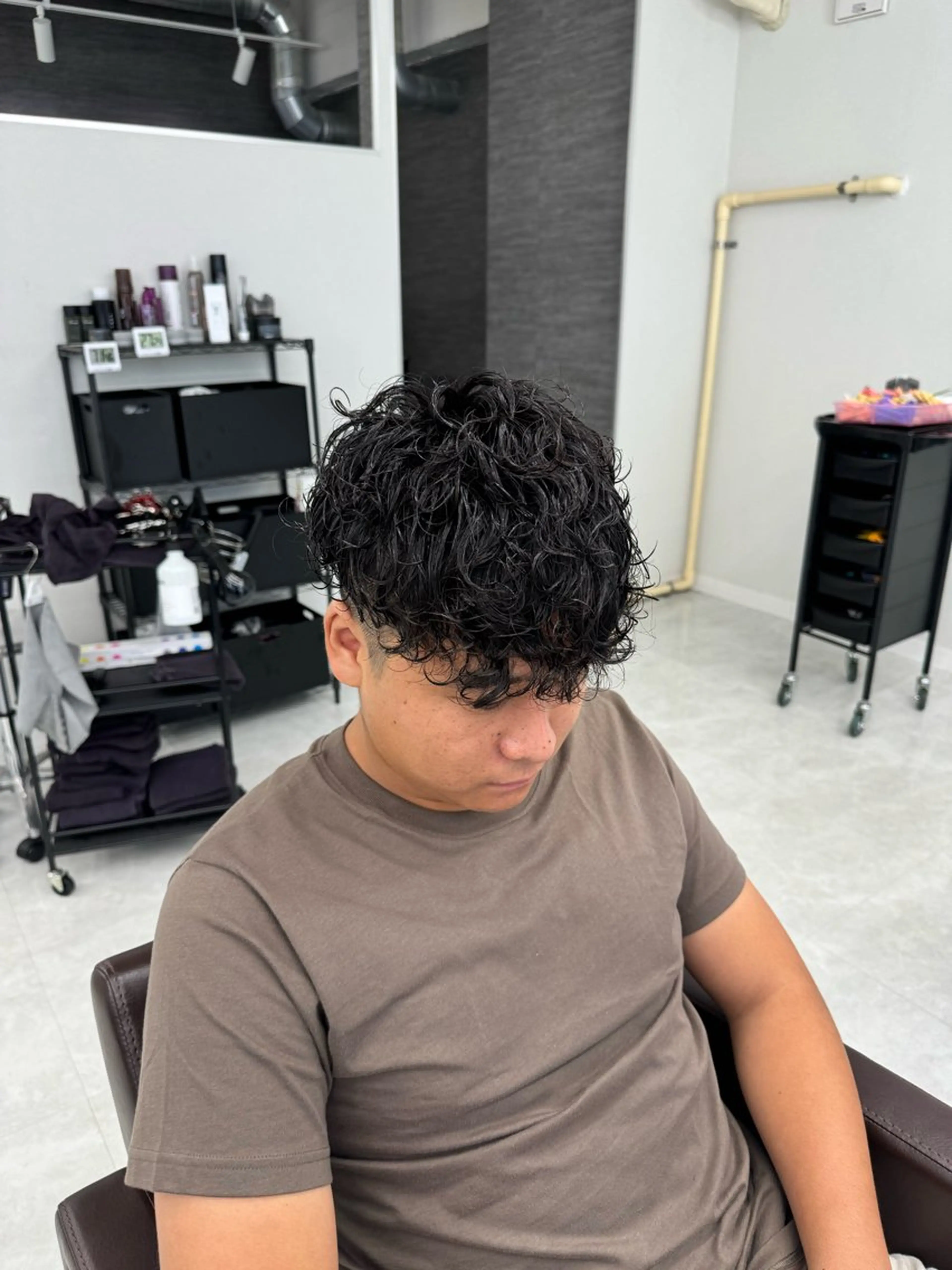 ショート パーマ メンズ スペインカール カット パーマ メンズパーマ名人 TAKUMAのヘアスタイル