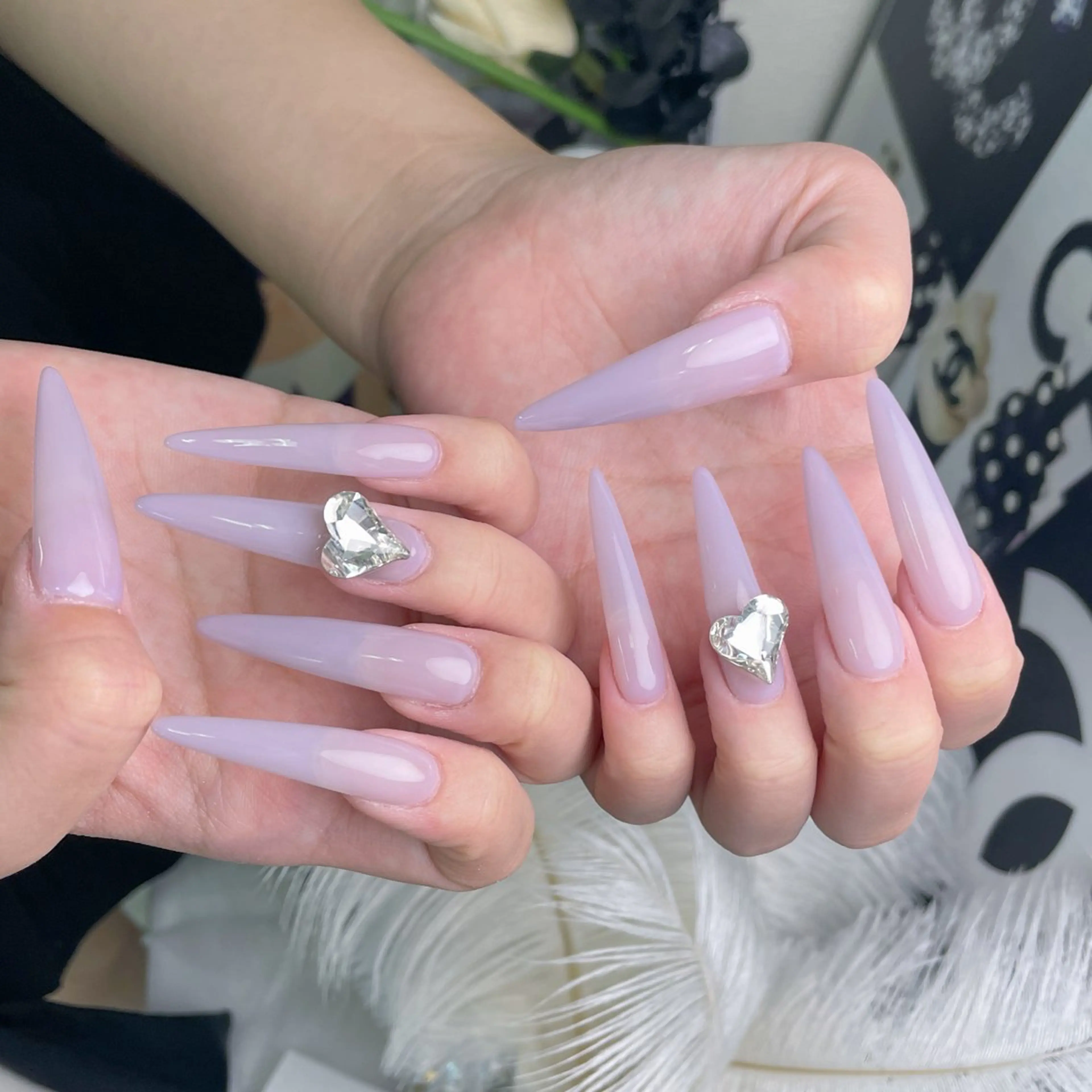 ネイル チークネイル クリアネイル ガーリー キラキラネイル 韓国ネイル ハンドネイル princess スカルプ専門店のネイルデザイン