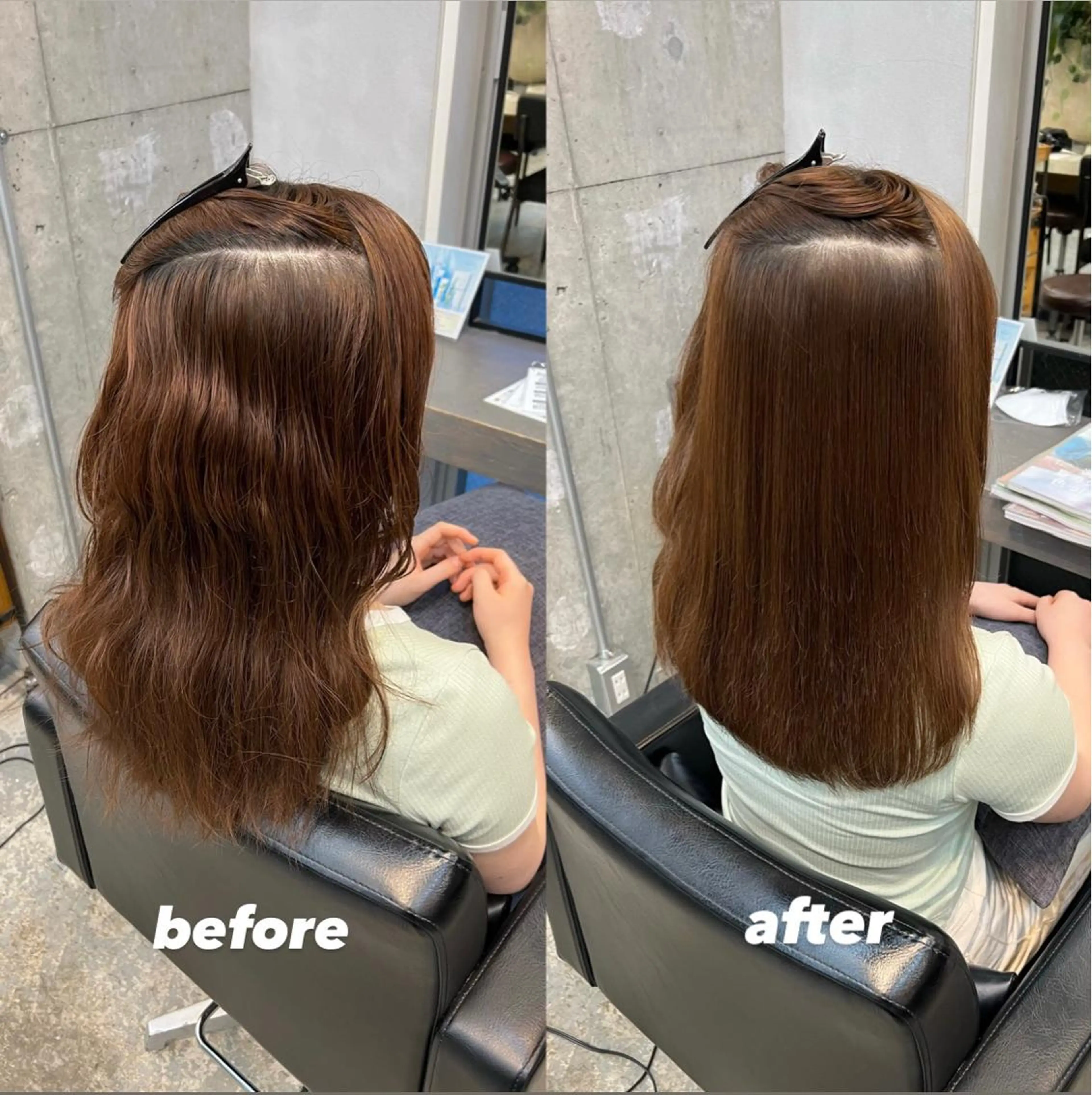 セミロング 縮毛矯正 吉川 陽菜のヘアスタイル