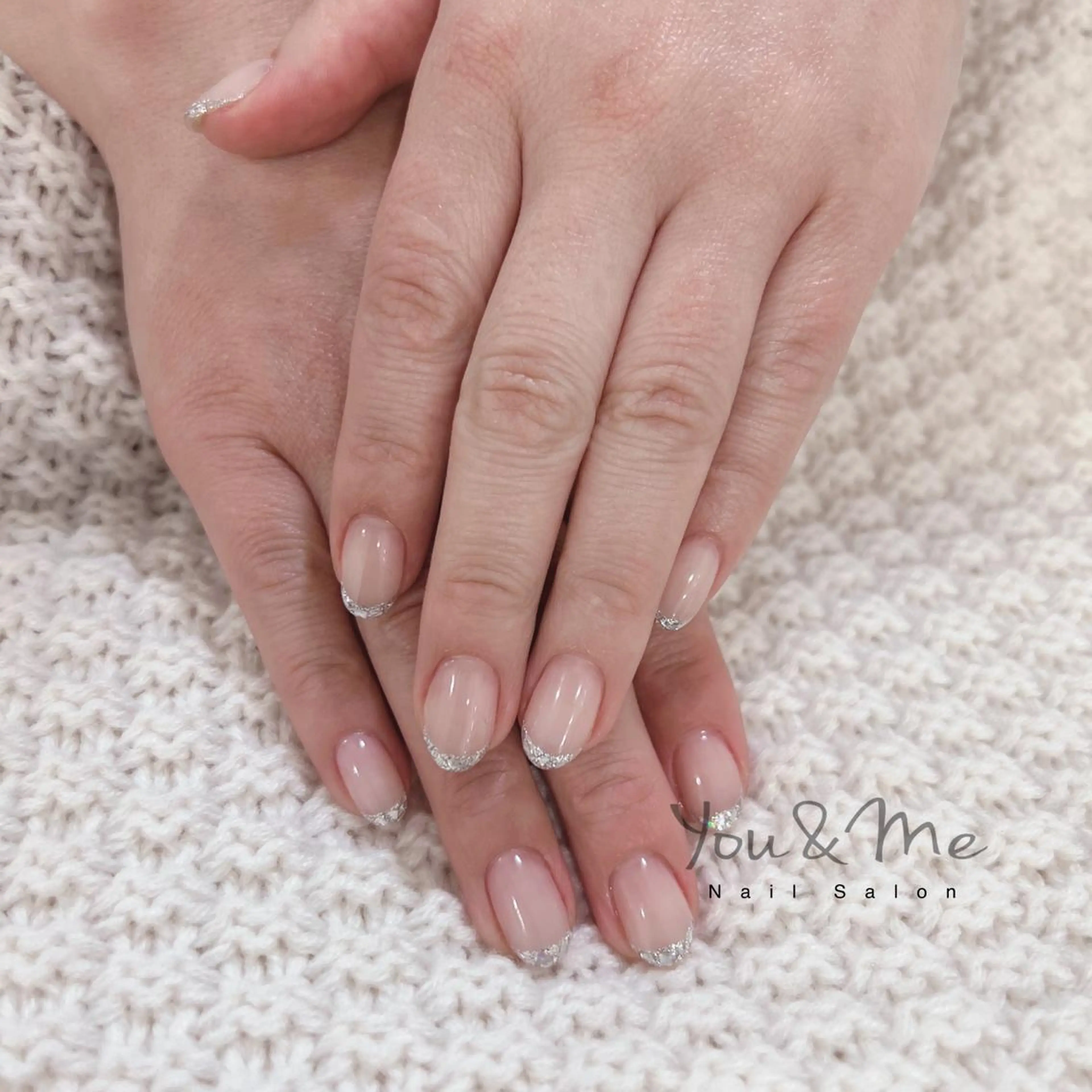 ネイル アートネイル フラッシュネイル フレンチネイル ジェルネイル ガラスフレンチ You&Me Yukiのネイルデザイン