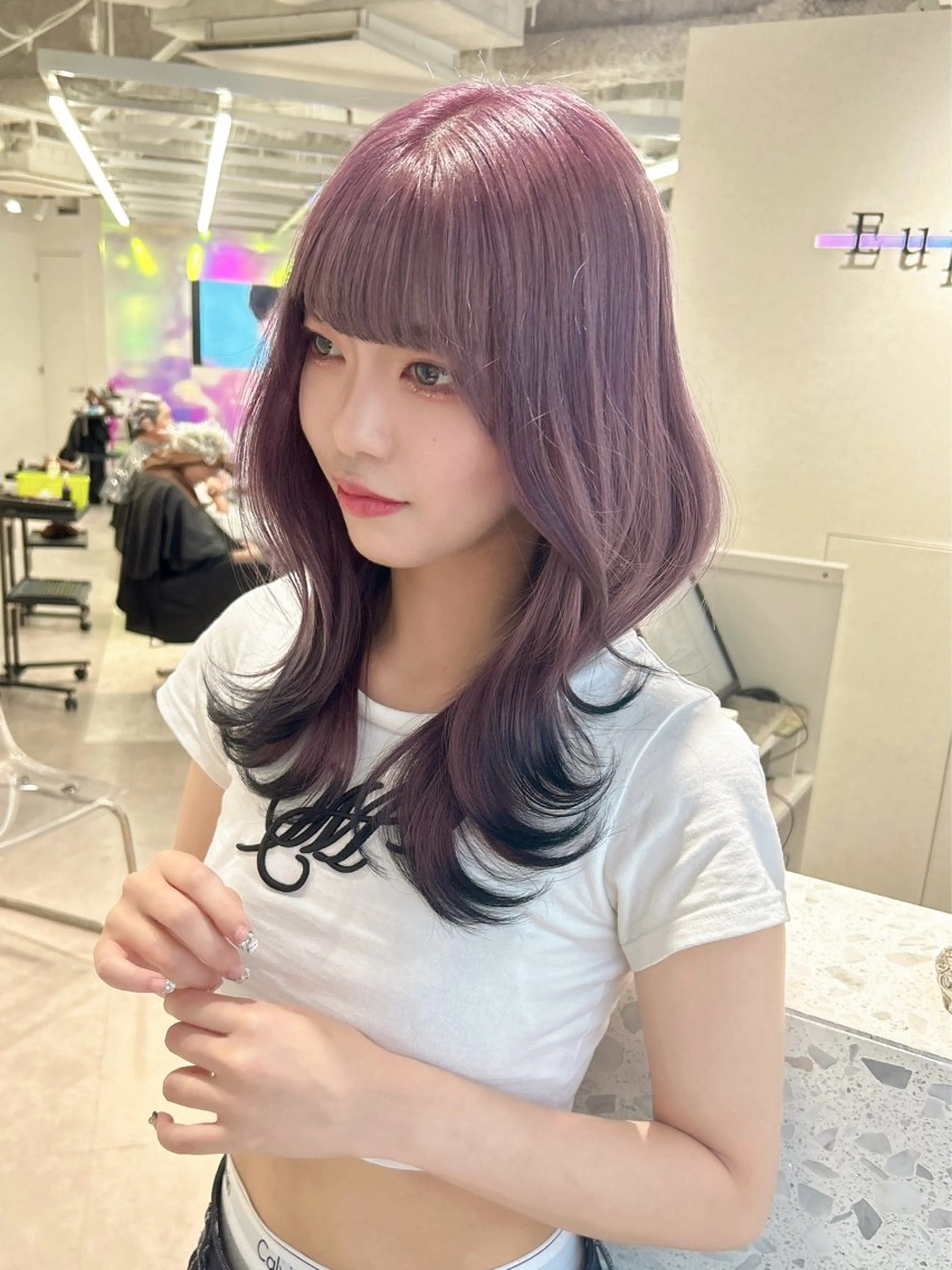 セミロング カラー カット ヘアカラー トリートメント 韓国ハッシュカット/ 新宿/髪質改善/岡崎のヘアスタイル