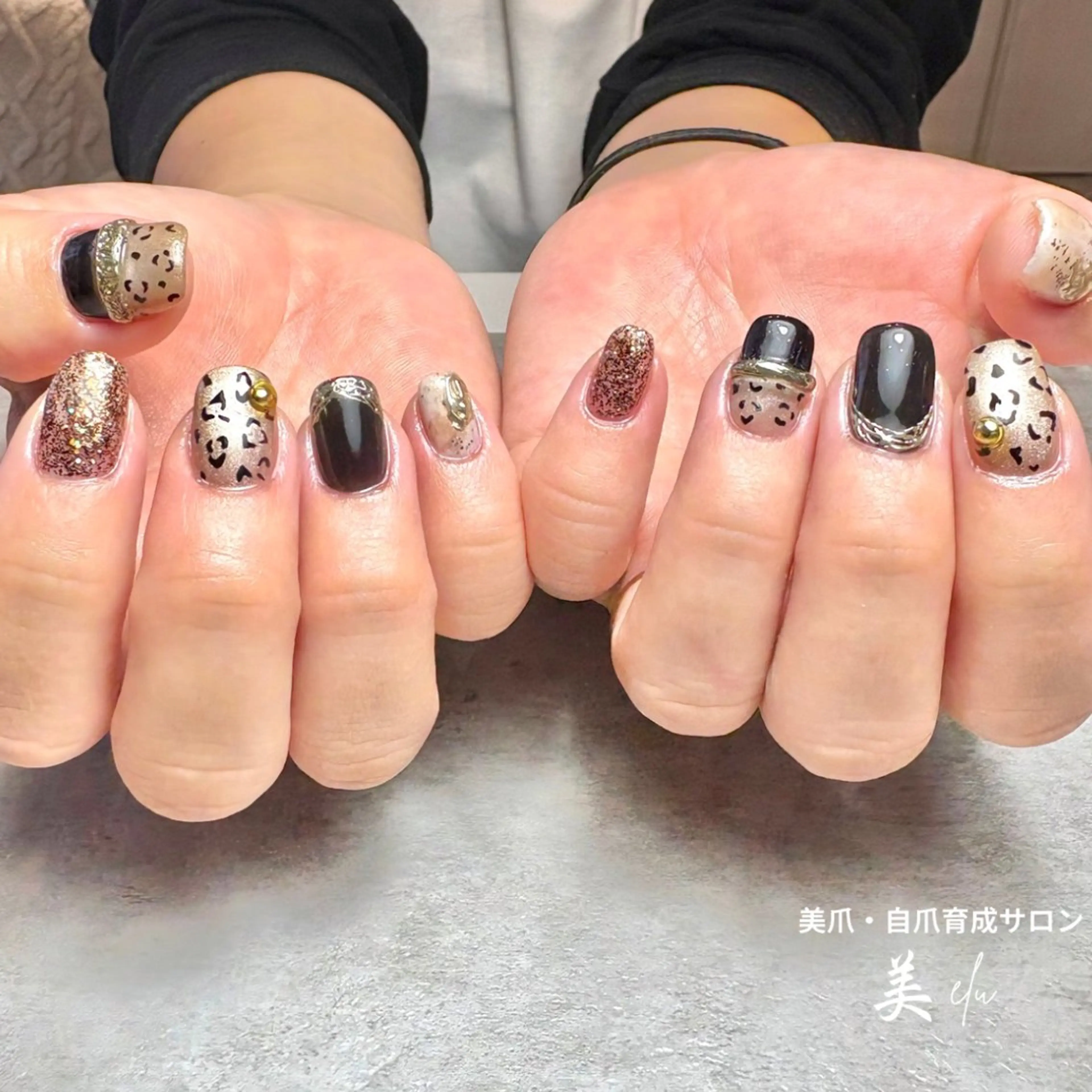 ネイル アニマル柄 ジェルネイル ハンドネイル 美爪・自爪育成サロン美elu所属・美爪・自爪育成サロン 美elu(ビエル)のネイルデザイン