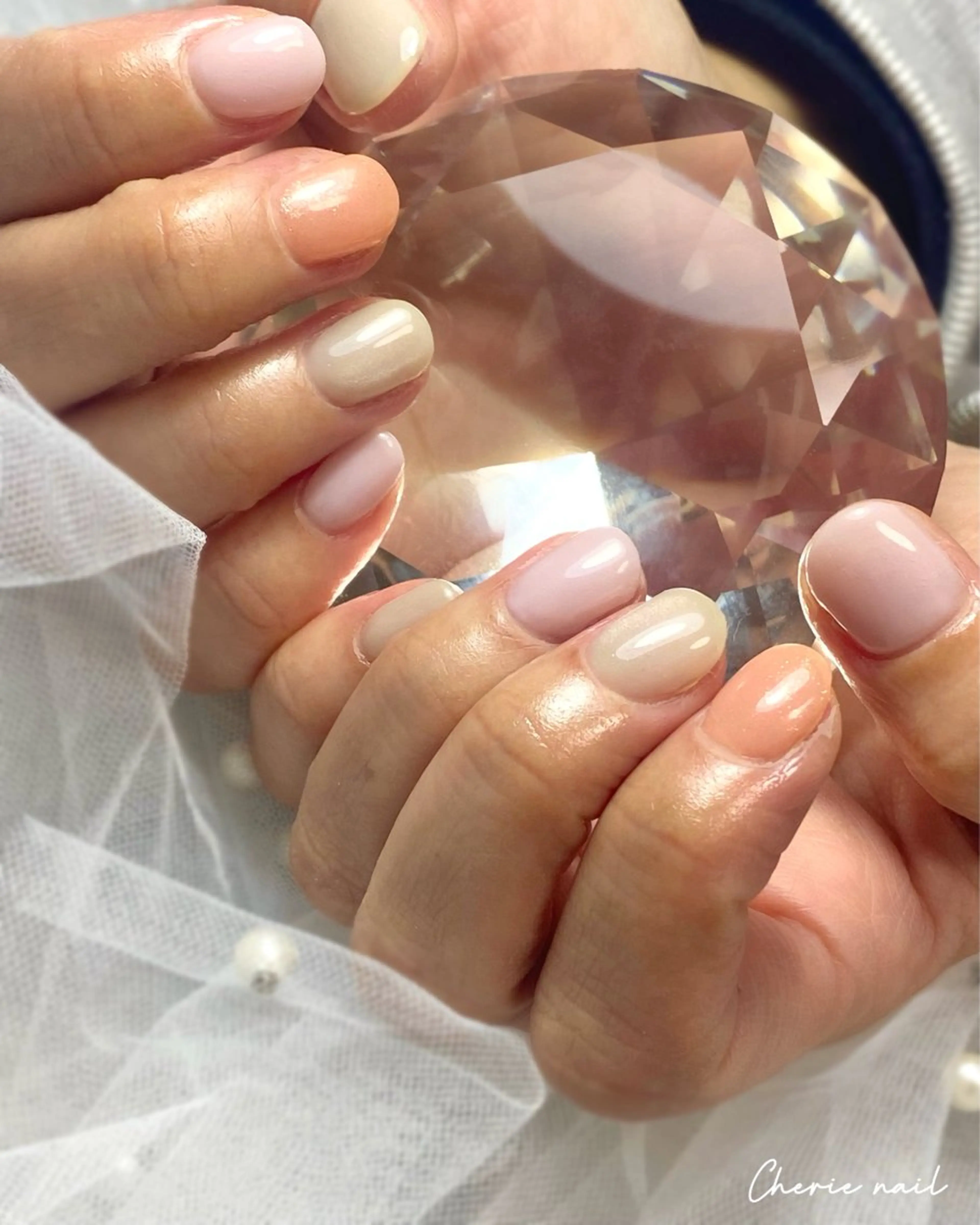 ネイル ジェルネイル ラメ(グリッター) マグネットネイル パステルネイル 春ネイル Cherienail yunaのネイルデザイン