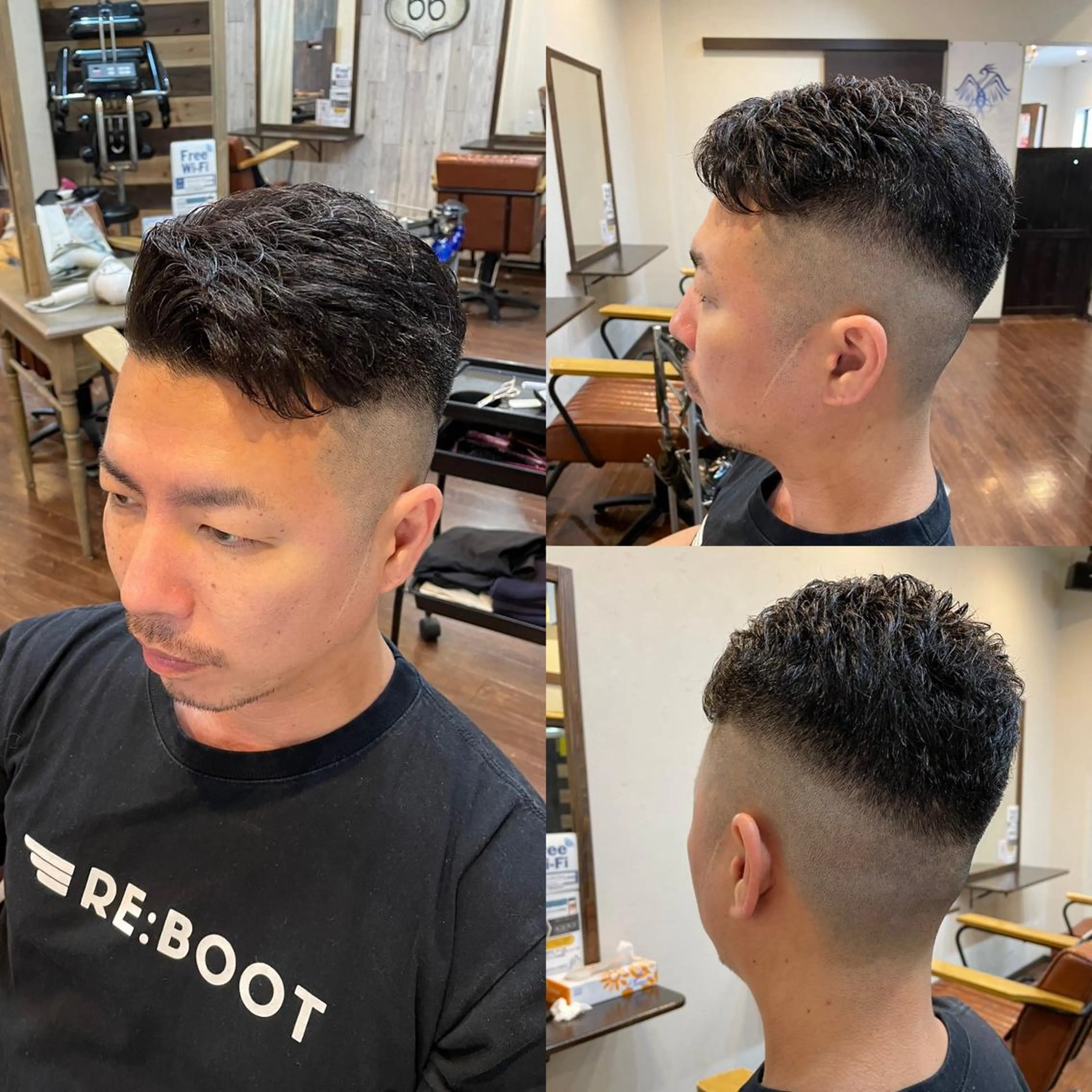 ショート パーマ メンズ フェードカット スキンフェード カット パーマ kuroken ★feniceのヘアスタイル