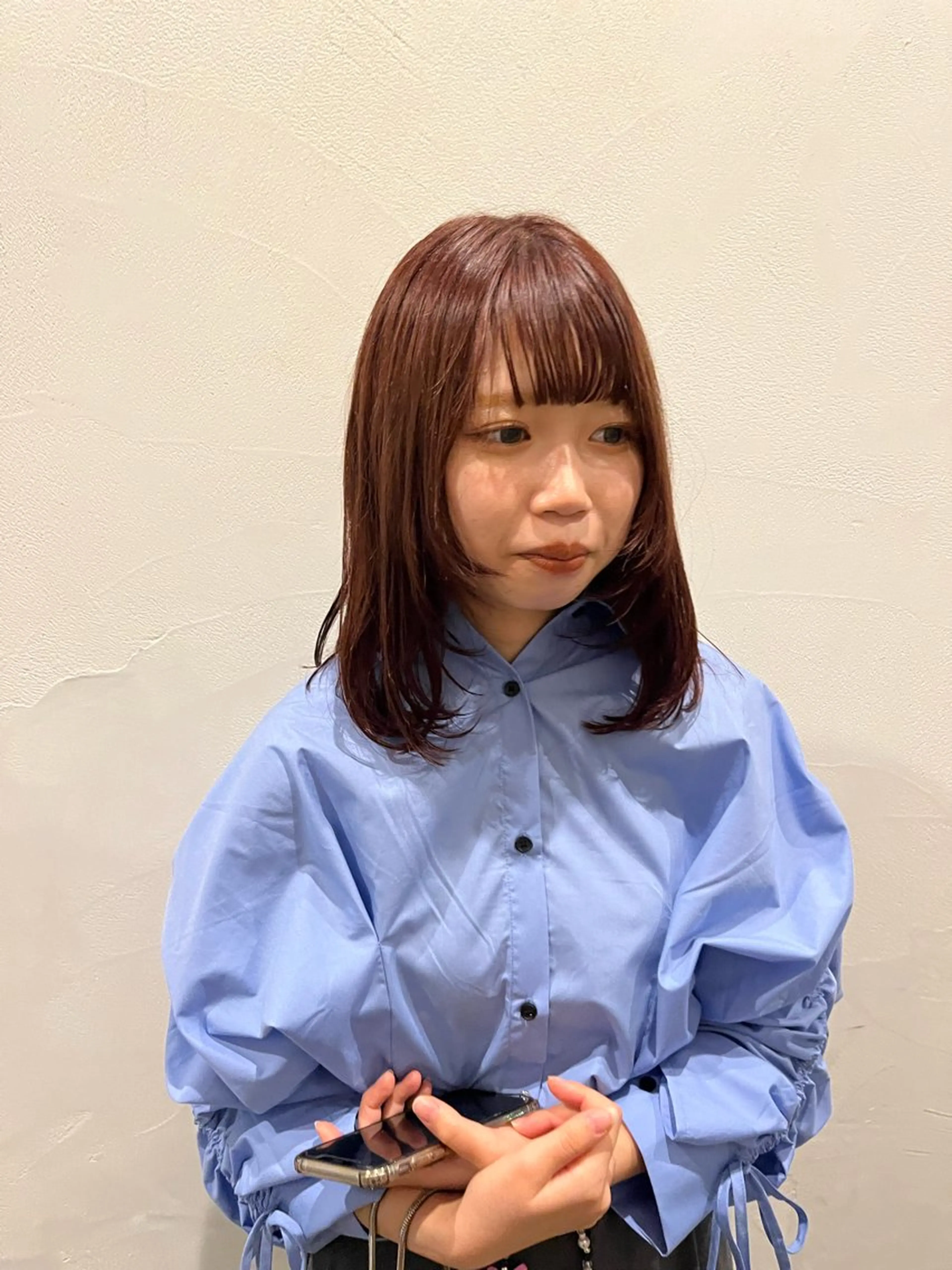 カラー ブリーチ オレンジ ピンクカラー レイヤー/ベージュ mikuのヘアスタイル