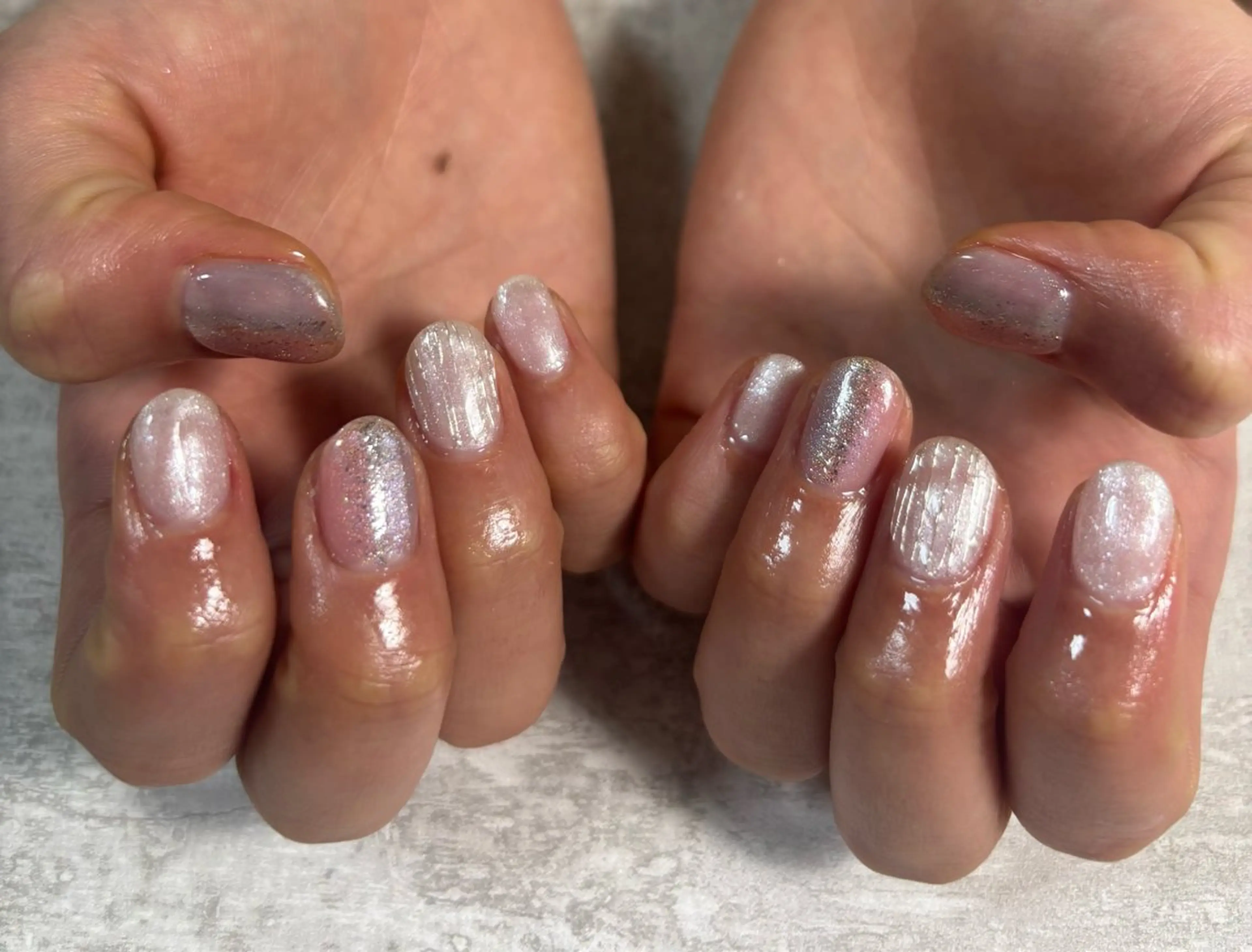 ネイル オーロラネイル 桜ネイル フラワーネイル フットネイル フレンチネイル ハンドネイル kiki nail たまプラーザのネイルデザイン