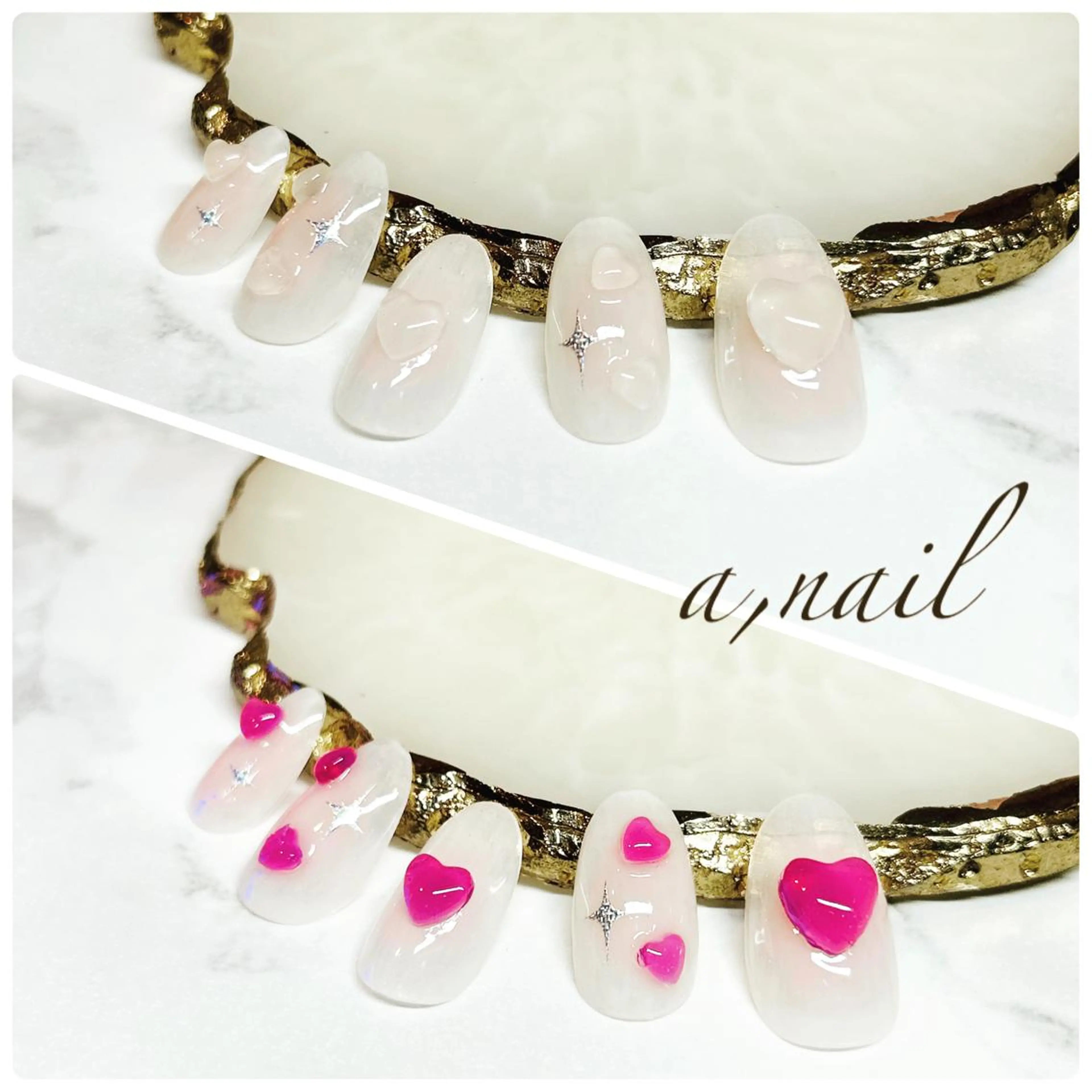 ネイル チークネイル フットネイル ジェルネイル グラデーション ハート ハンドネイル ネイルサロン エーネイルのネイルデザイン