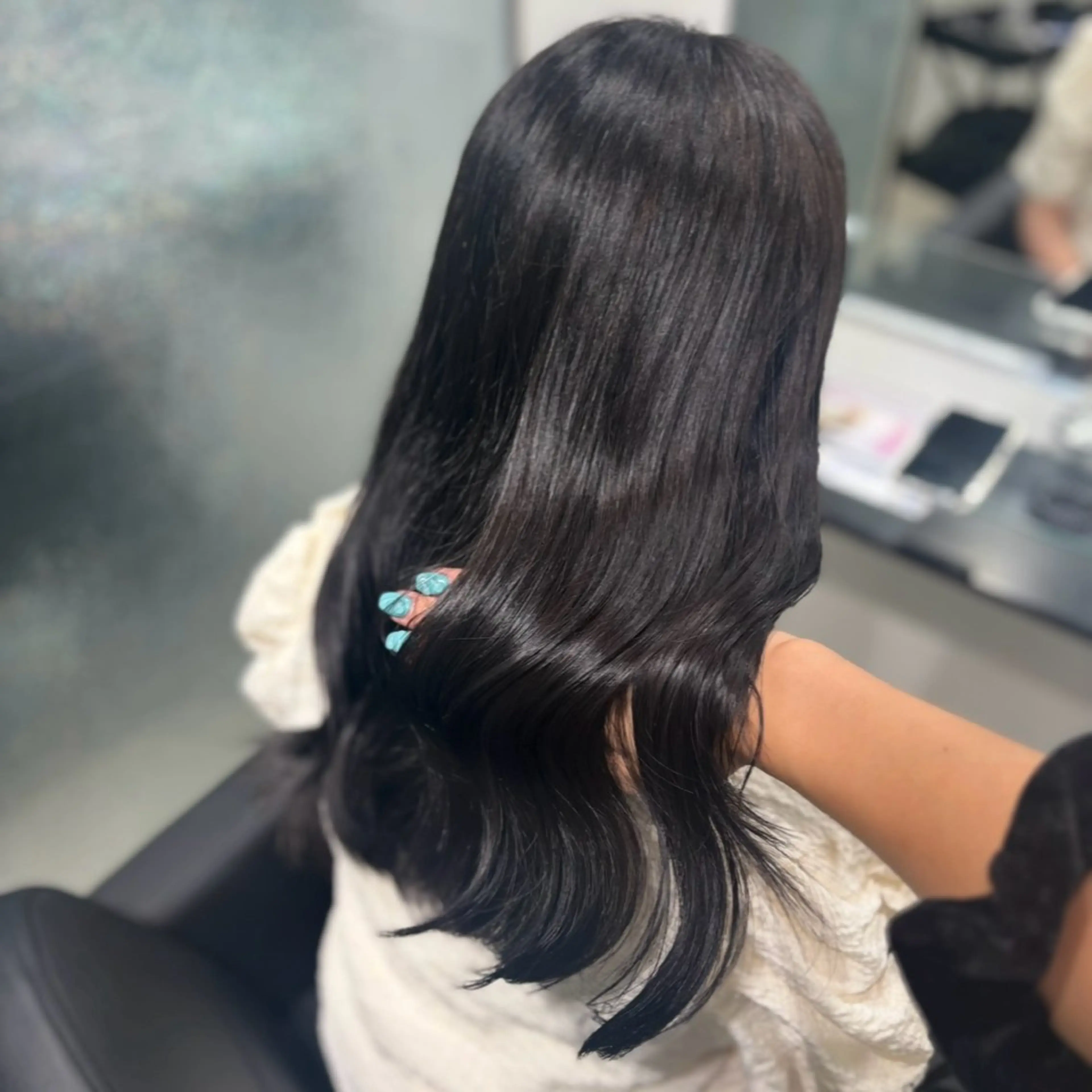 ロング ヘアカラー ヘアセット Yuzu️🫧/艶髪 カラー/韓国ヘアのヘアスタイル