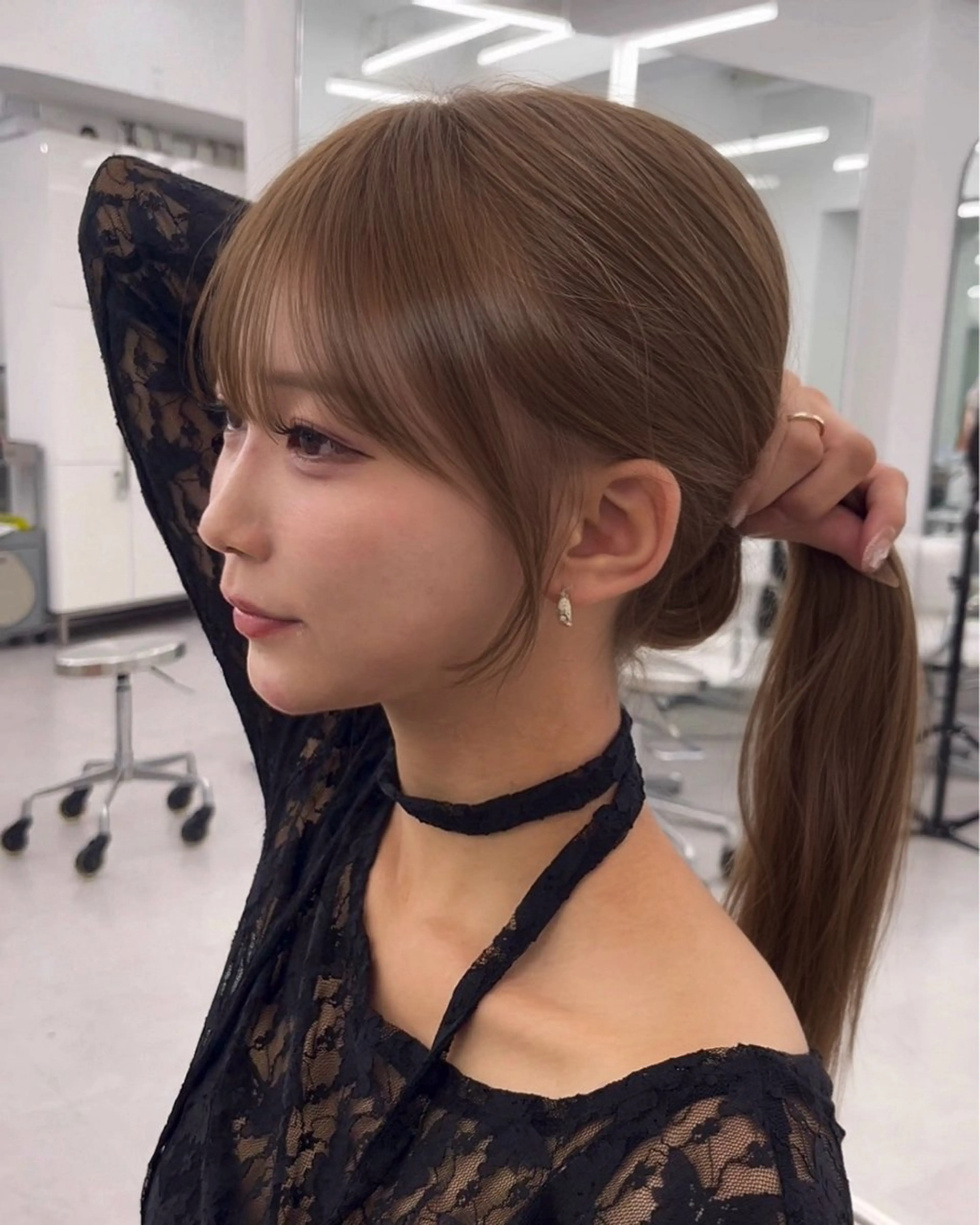 ロング カラー ヨシンモリ 韓国風ヘア レイヤーカット 小顔カット カット ヘアカラー トリートメント 透明感カラー✨🩵 韓国ヘアkanatoのヘアスタイル
