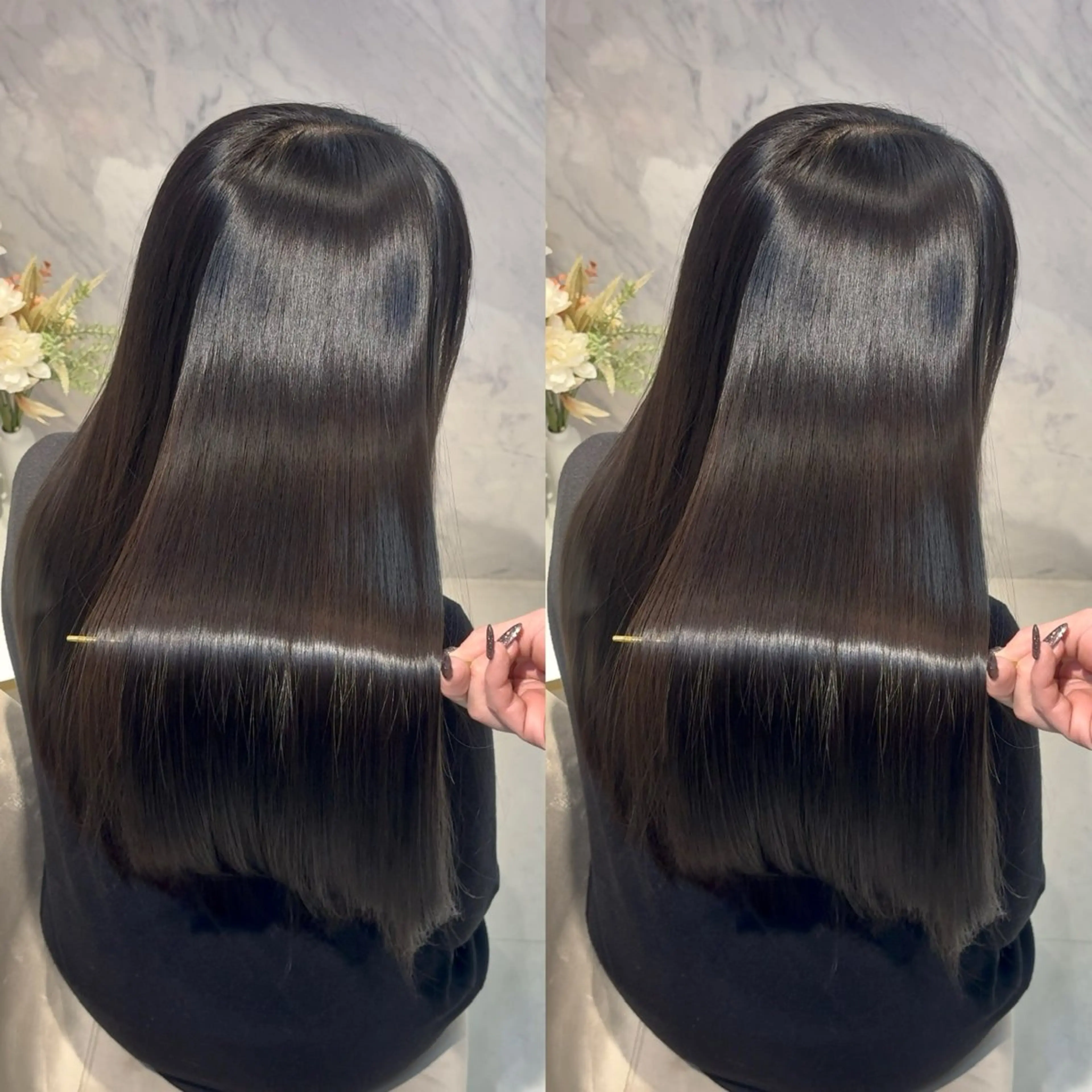 ロング カット ヘアカラー 縮毛矯正 youres hair 東新宿のヘアスタイル