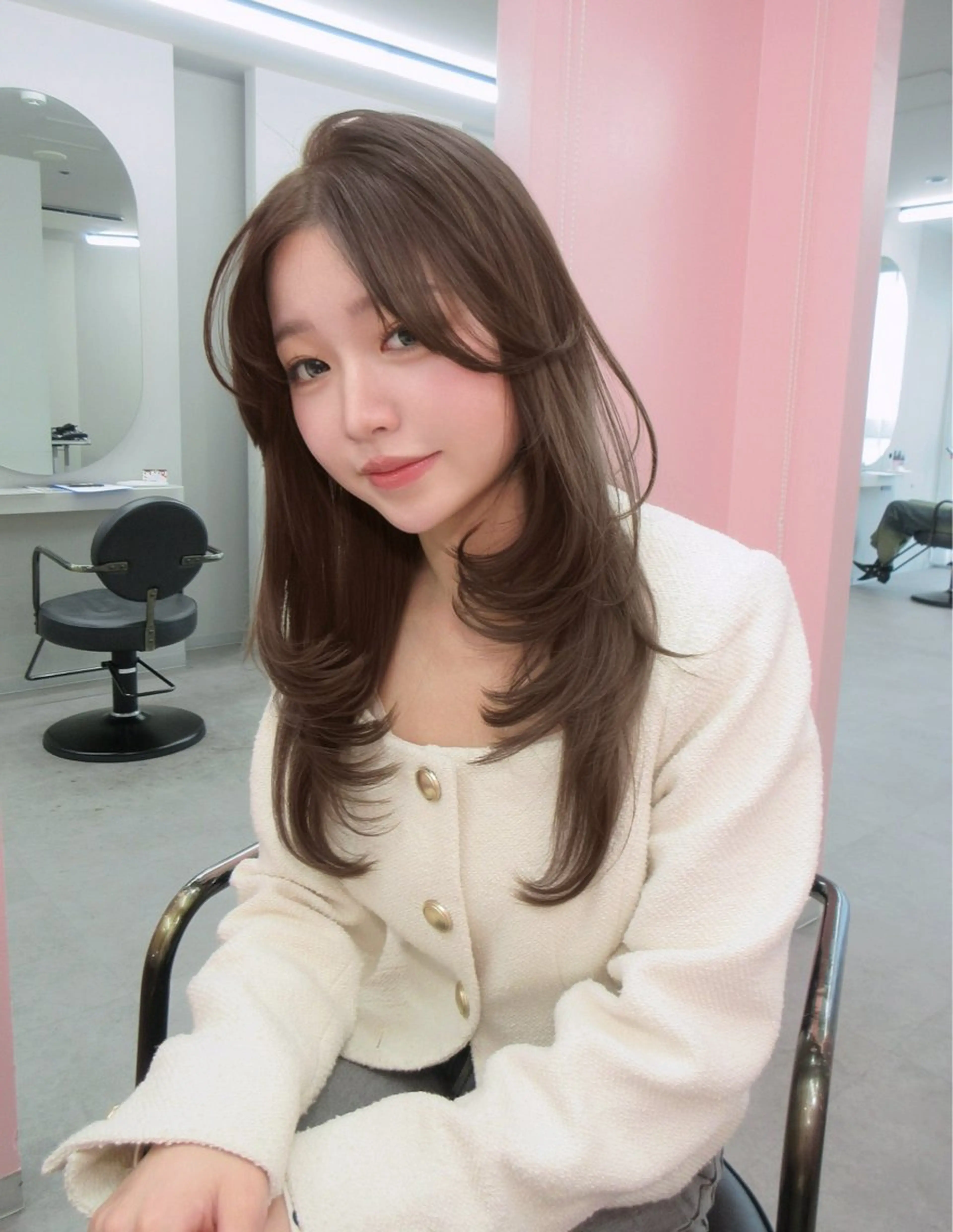 ロング 髪質改善 韓国風ヘア レイヤーカット 小顔カット トリートメント カット ヘアカラー トリートメント ヘアセット 渋谷美容室/韓国ヘア /misakiのヘアスタイル