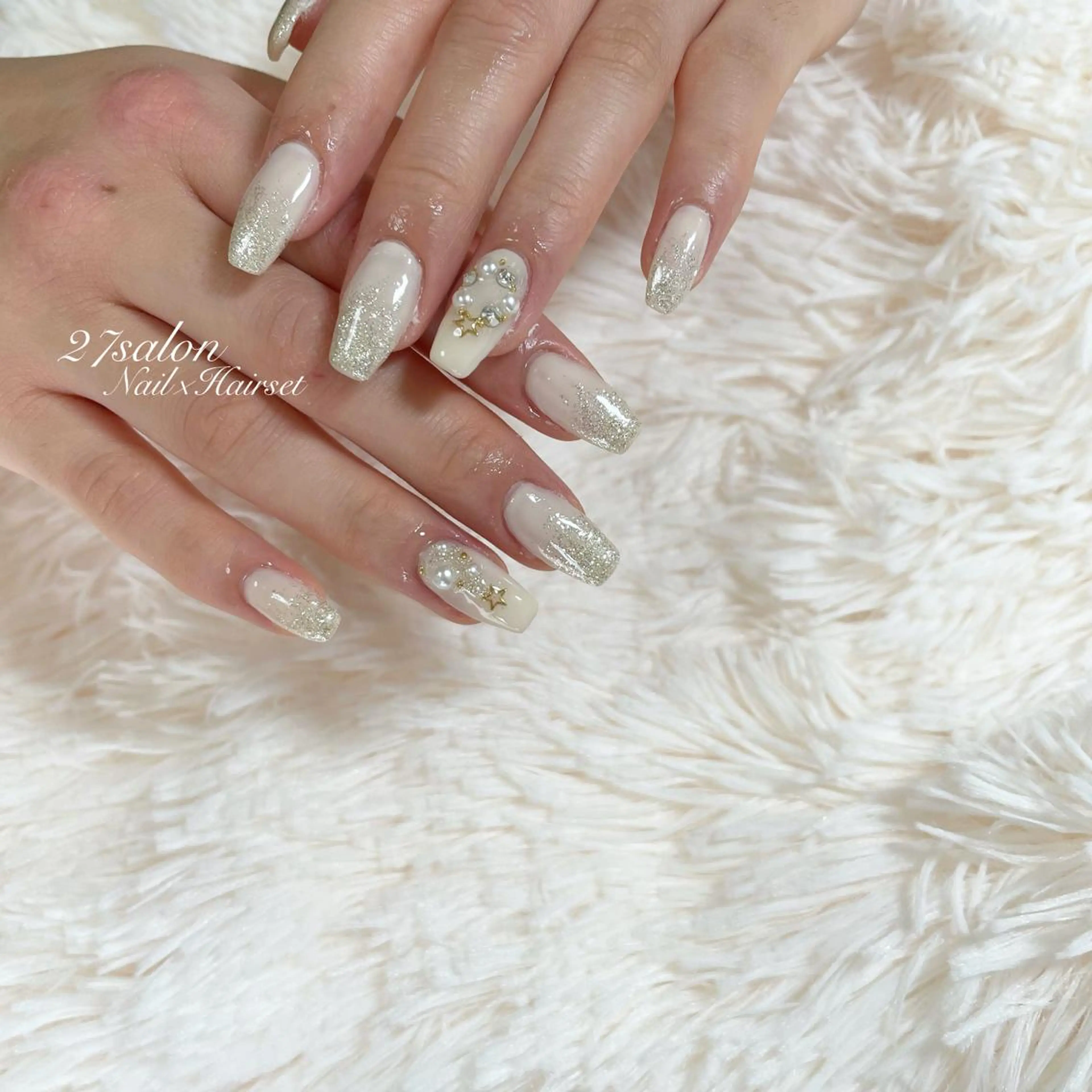ネイル ホワイト 冬ネイル クリスマス 27salon yuinaのネイルデザイン