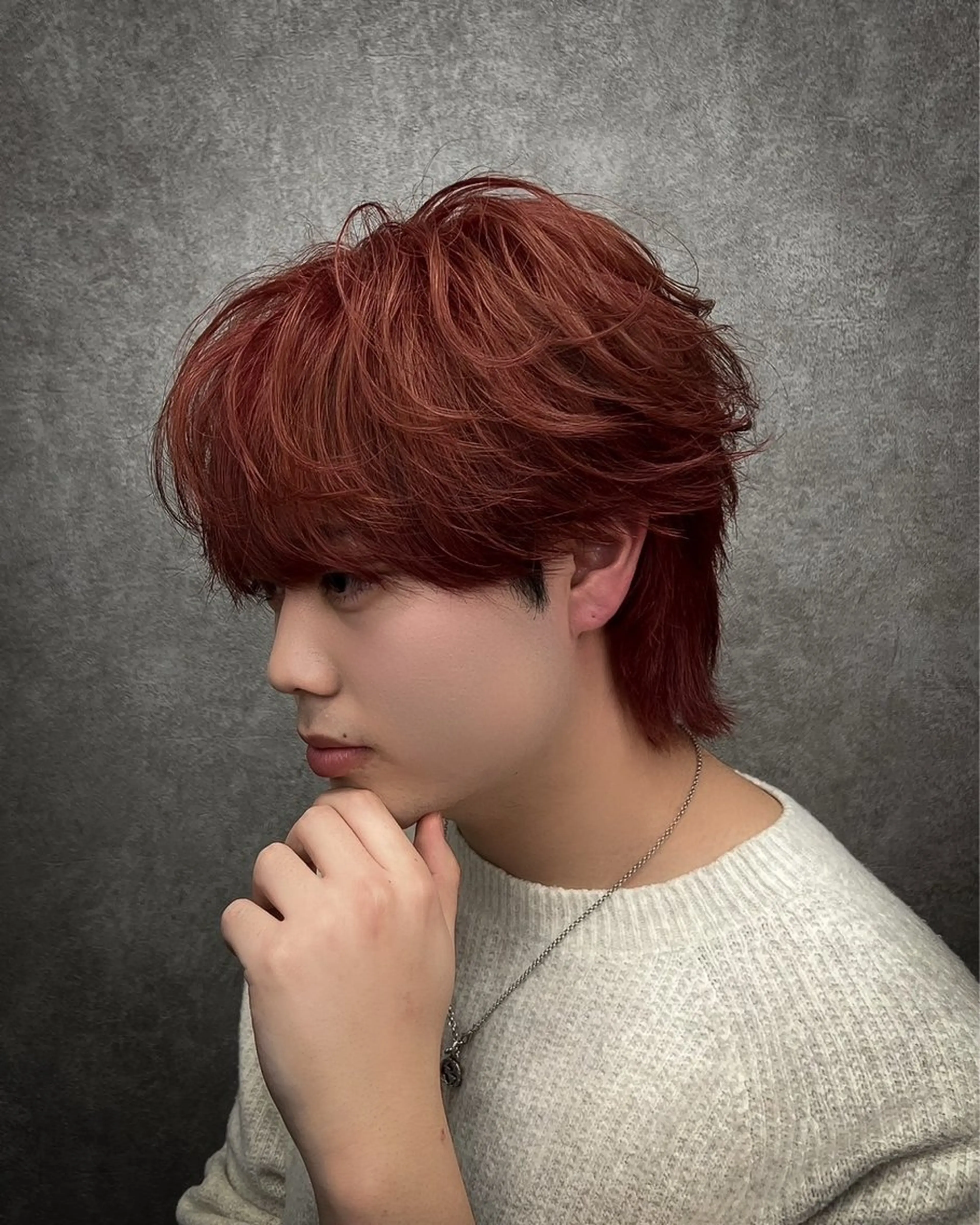 ショート パーマ メンズ レッドブラウン カット ヘアカラー メンズ特化 👑YUTAのヘアスタイル