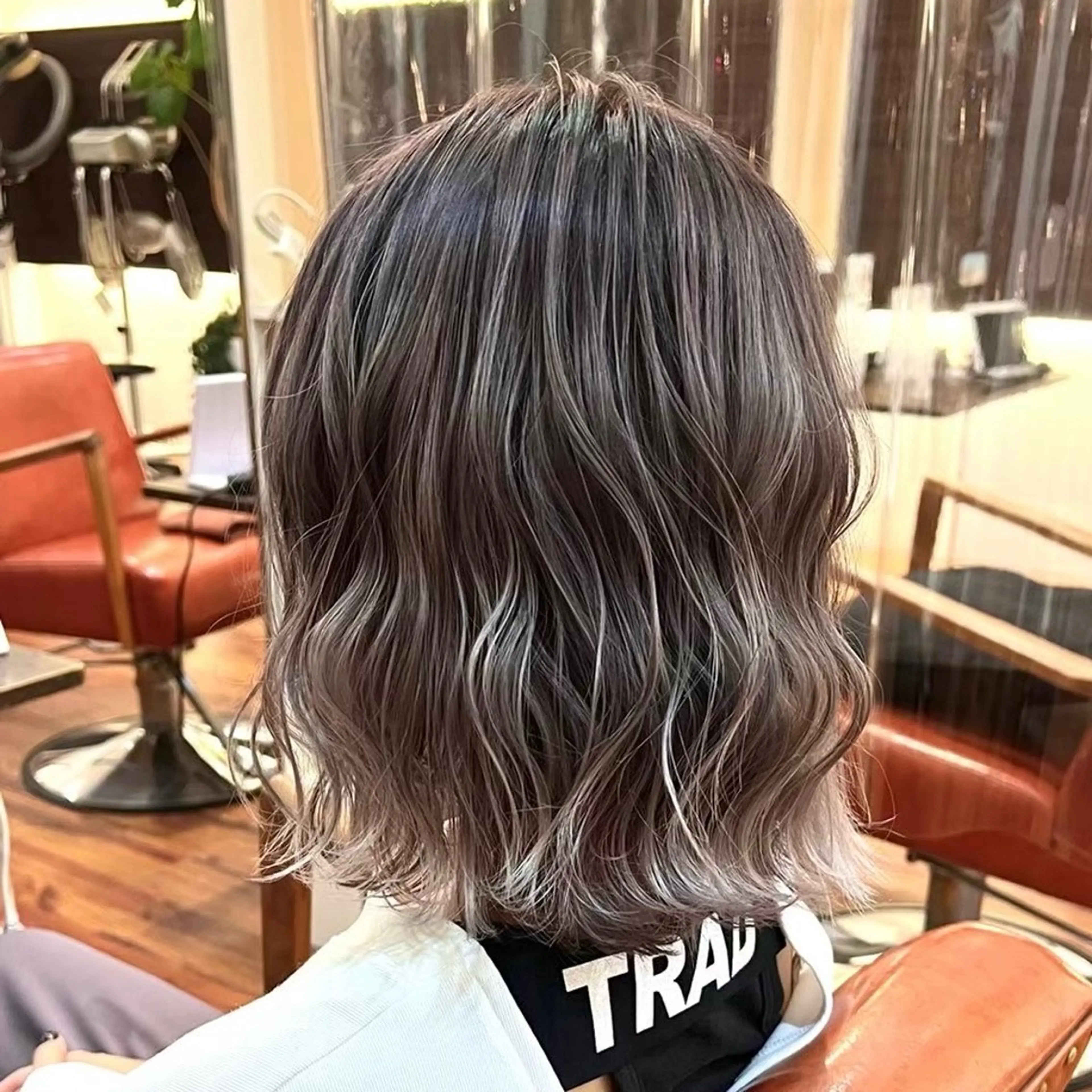 セミロング カラー バレイヤージュ 卒業式のヘアスタイル レイヤーカット 🫧RYOグレージュ /透け感カラー🫧のヘアスタイル