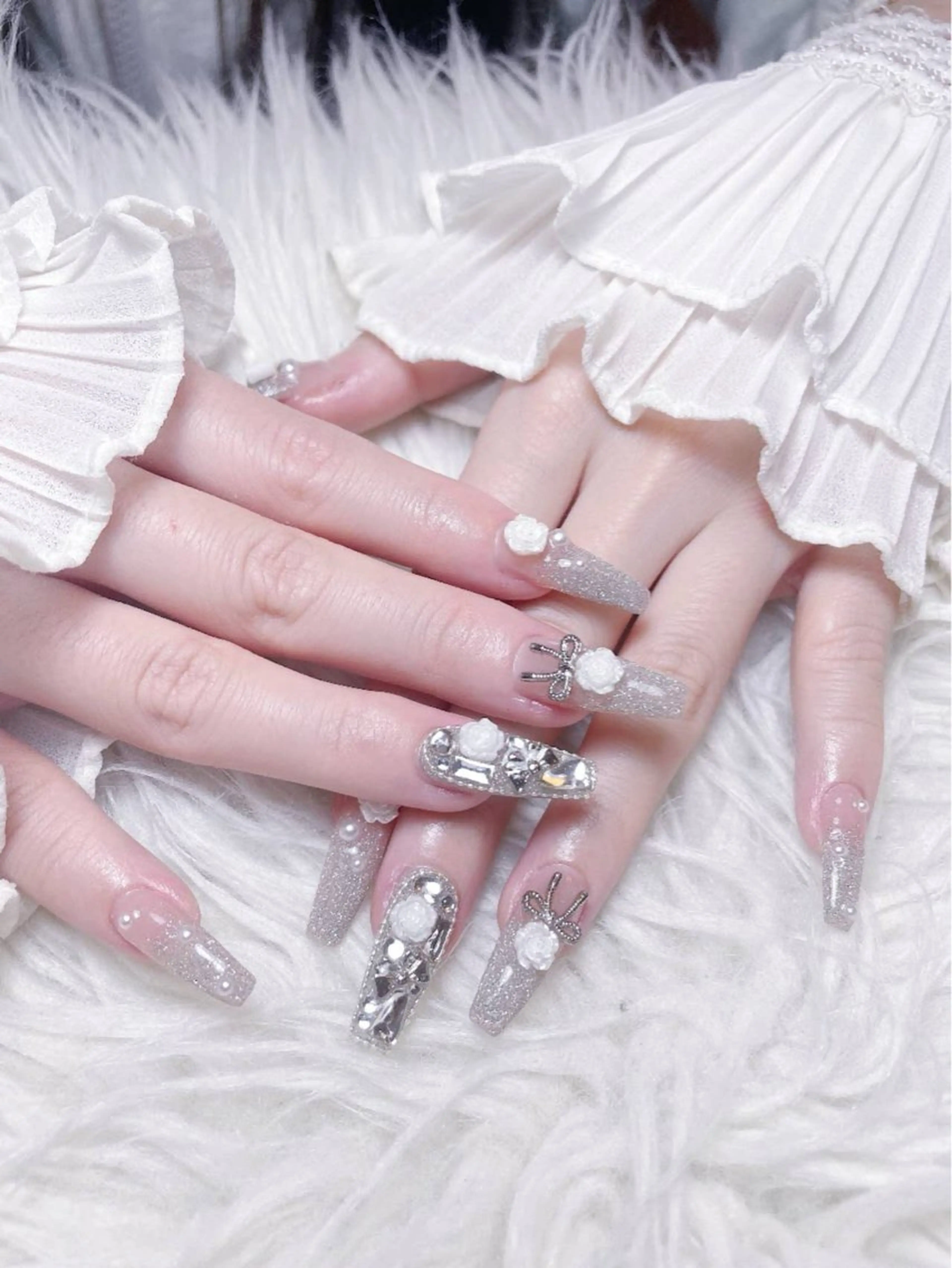 ネイル チークネイル 長さ出し フレンチネイル ガーリー 韓国ネイル sun nail池袋 モデル募集のネイルデザイン