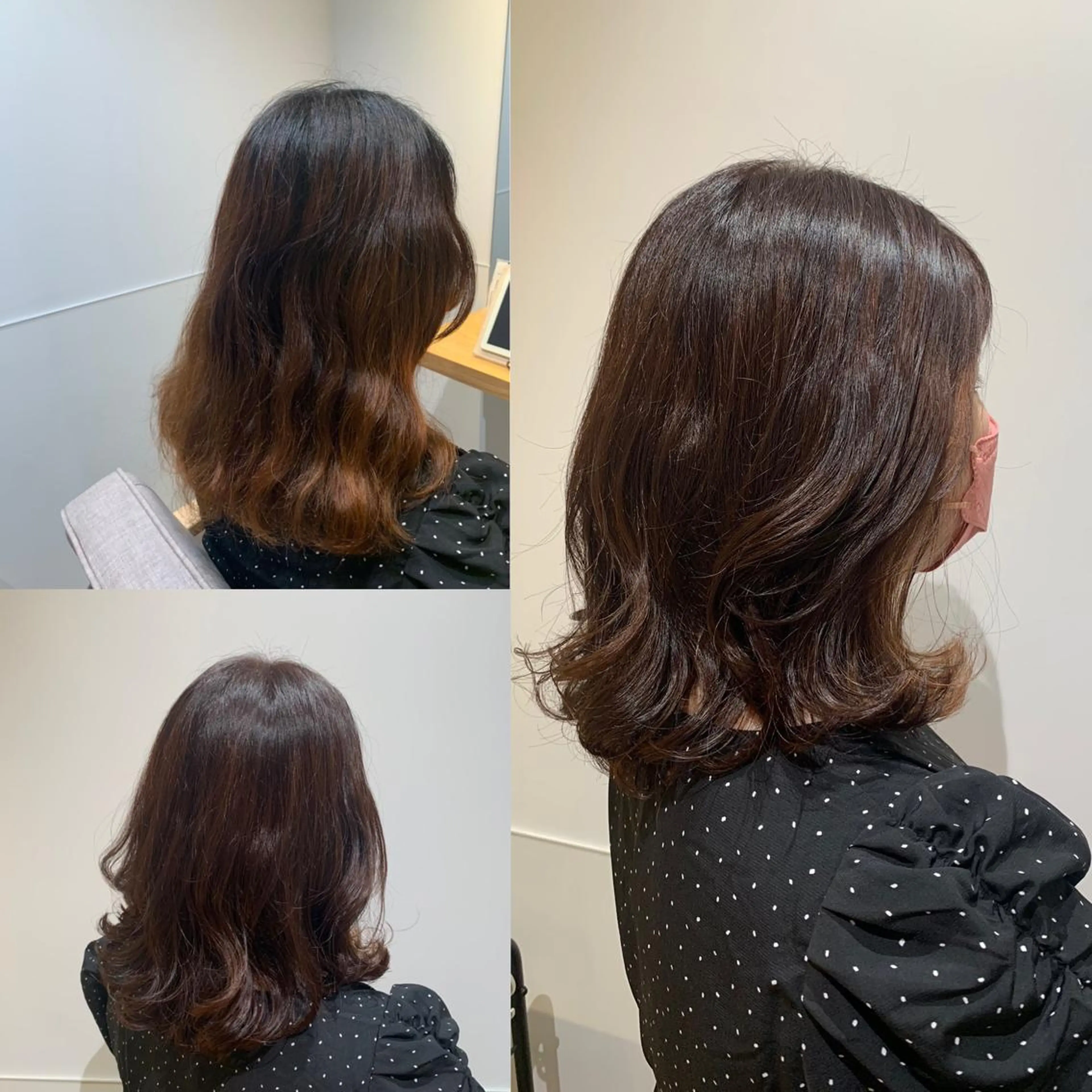 ミディアム カラー ミディアムパーマ ベージュカラー インナーカラー ピンクカラー ピンクベージュ カット ヘアカラー トリートメント GO TODAY SHAiRE SALON 梅田店所属・透明感カラー/ボブ 今気になること占う人のヘアスタイル