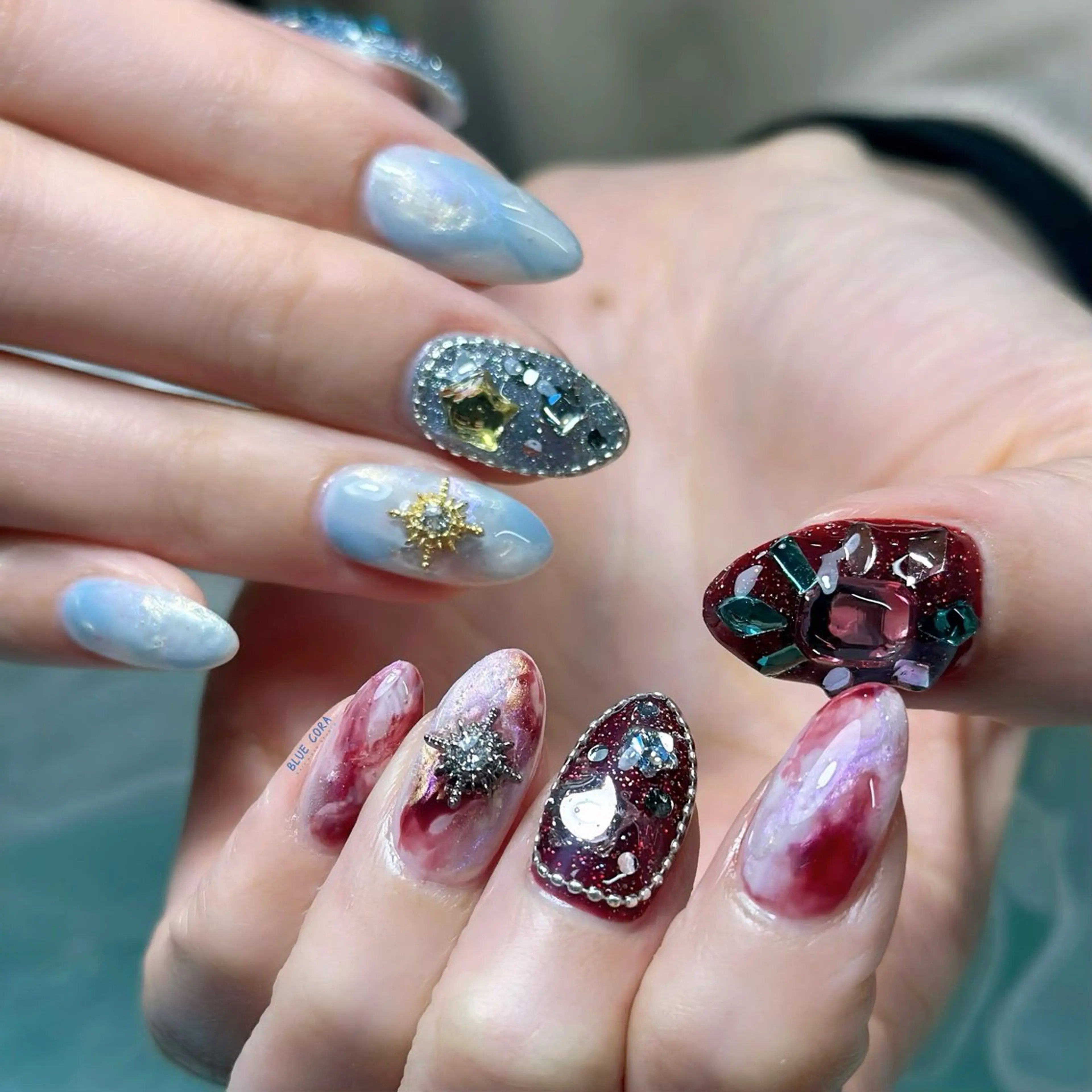 ネイル クリアネイル フラッシュネイル ハンドネイル ハンドケア BLUE CORAのネイルデザイン