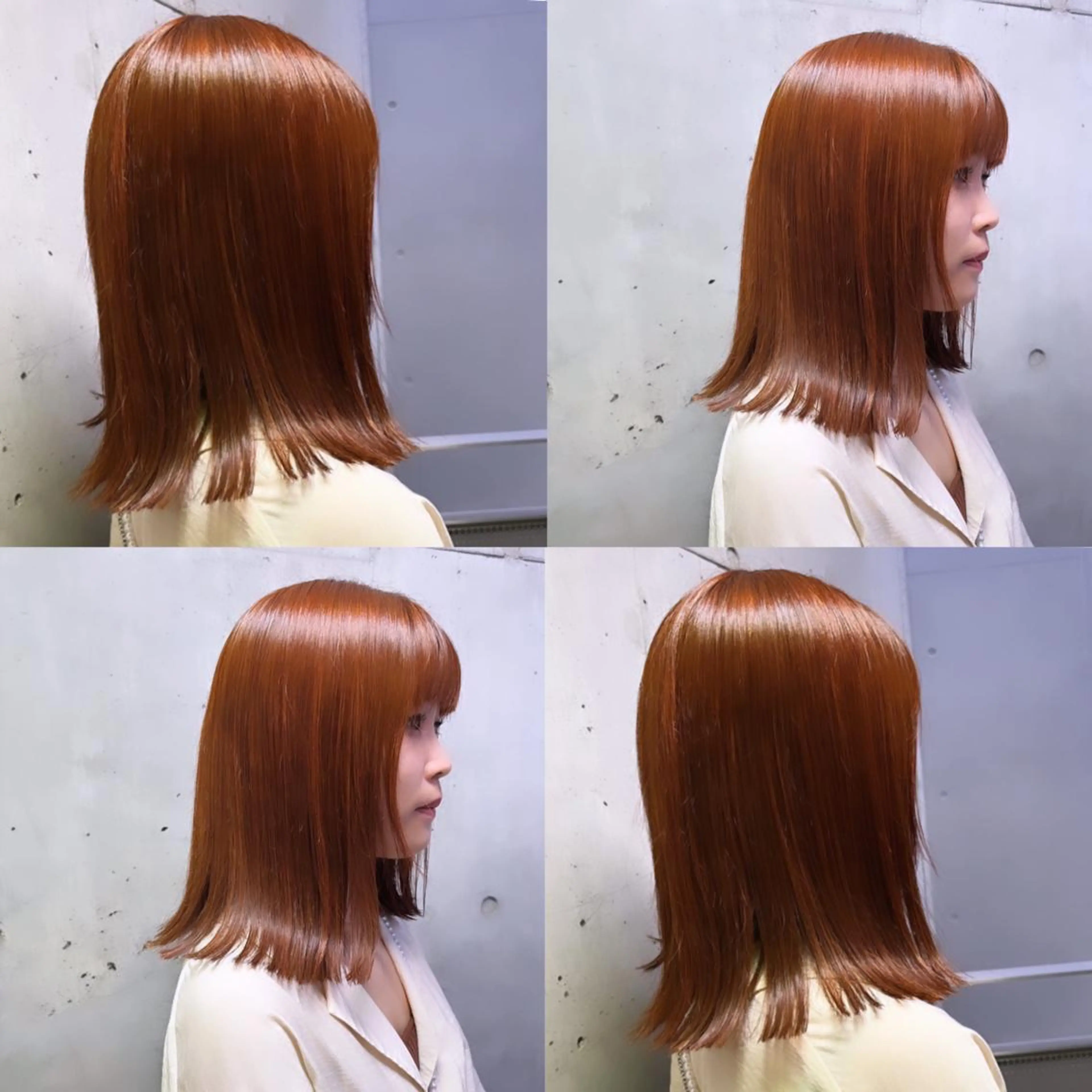 ミディアム カラー ハイトーンカラー オレンジ 韓国風ヘア ヘアカラー トリートメント ヘッドスパ ヘアセット カジュアルを女っぽく 𝗮𝘆𝗮𝗰𝗼のヘアスタイル