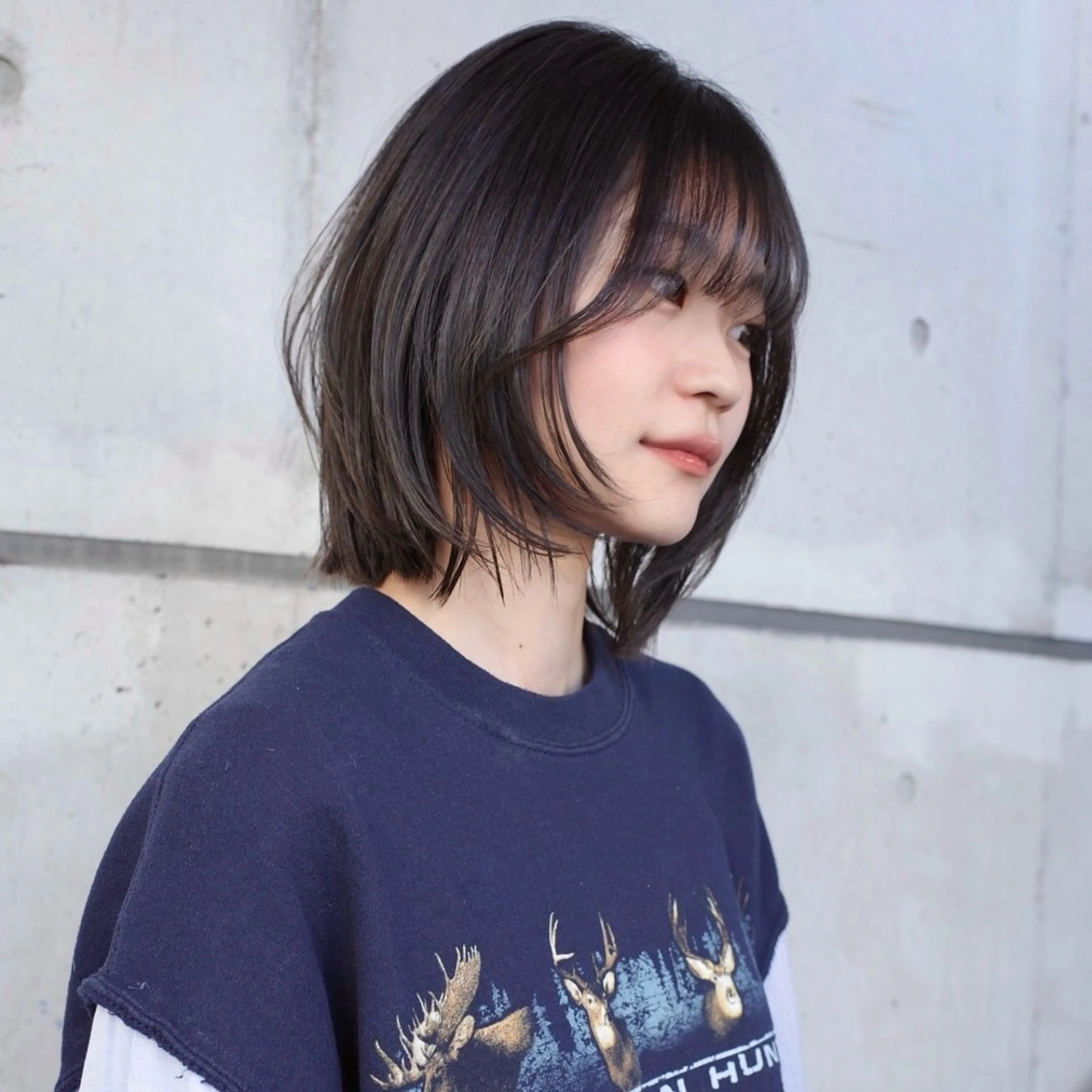 ショート カラー ボブレイヤー ボブ くびれヘア 顔まわりレイヤー ハッシュカット カット ヘアカラー トリートメント nonoka オリーブ/レイヤーのヘアスタイル