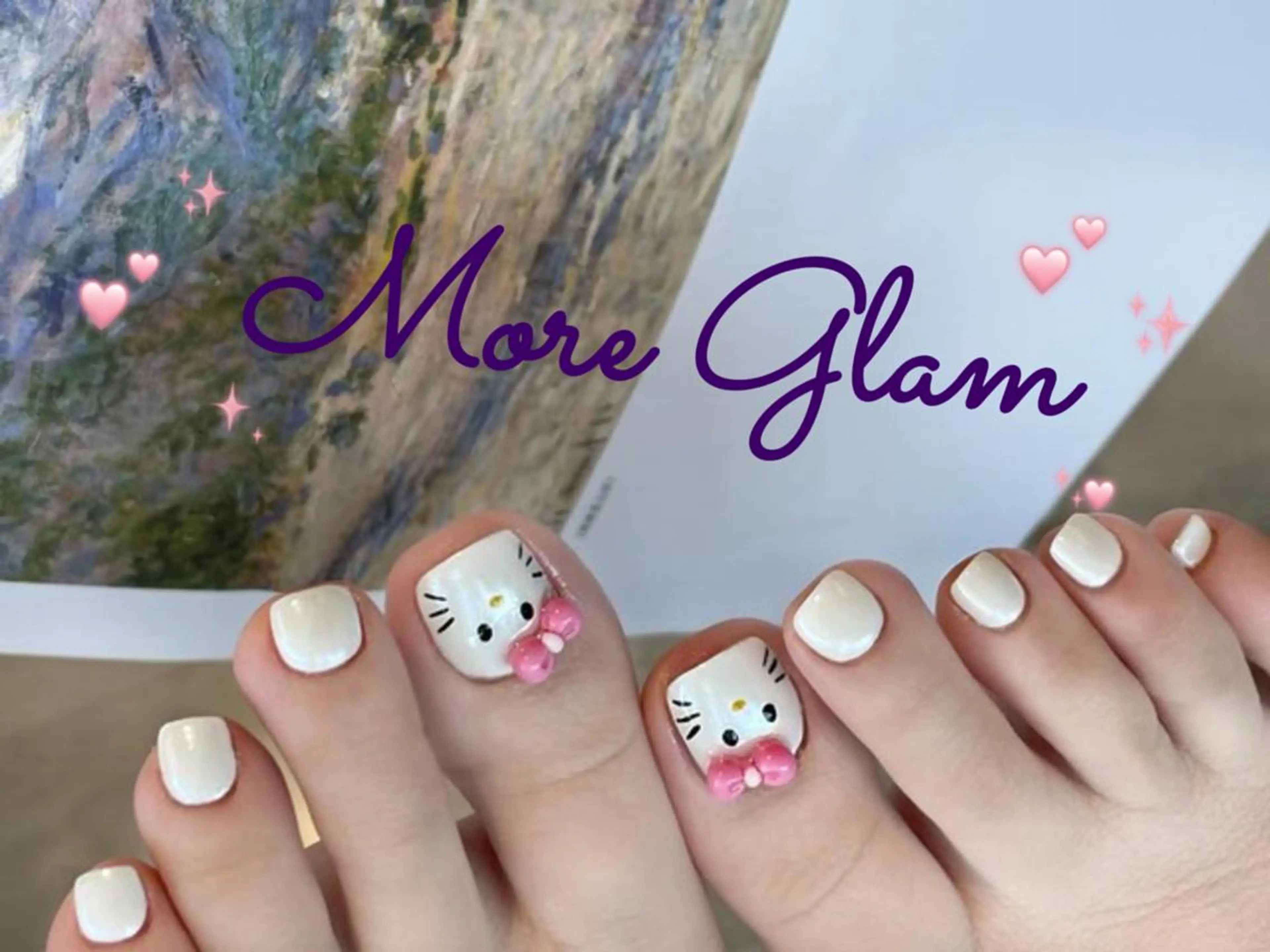 ネイル 長さ出し フットネイル フレンチネイル ジェルネイル ガラスフレンチ MoreGlam Nailsのネイルデザイン