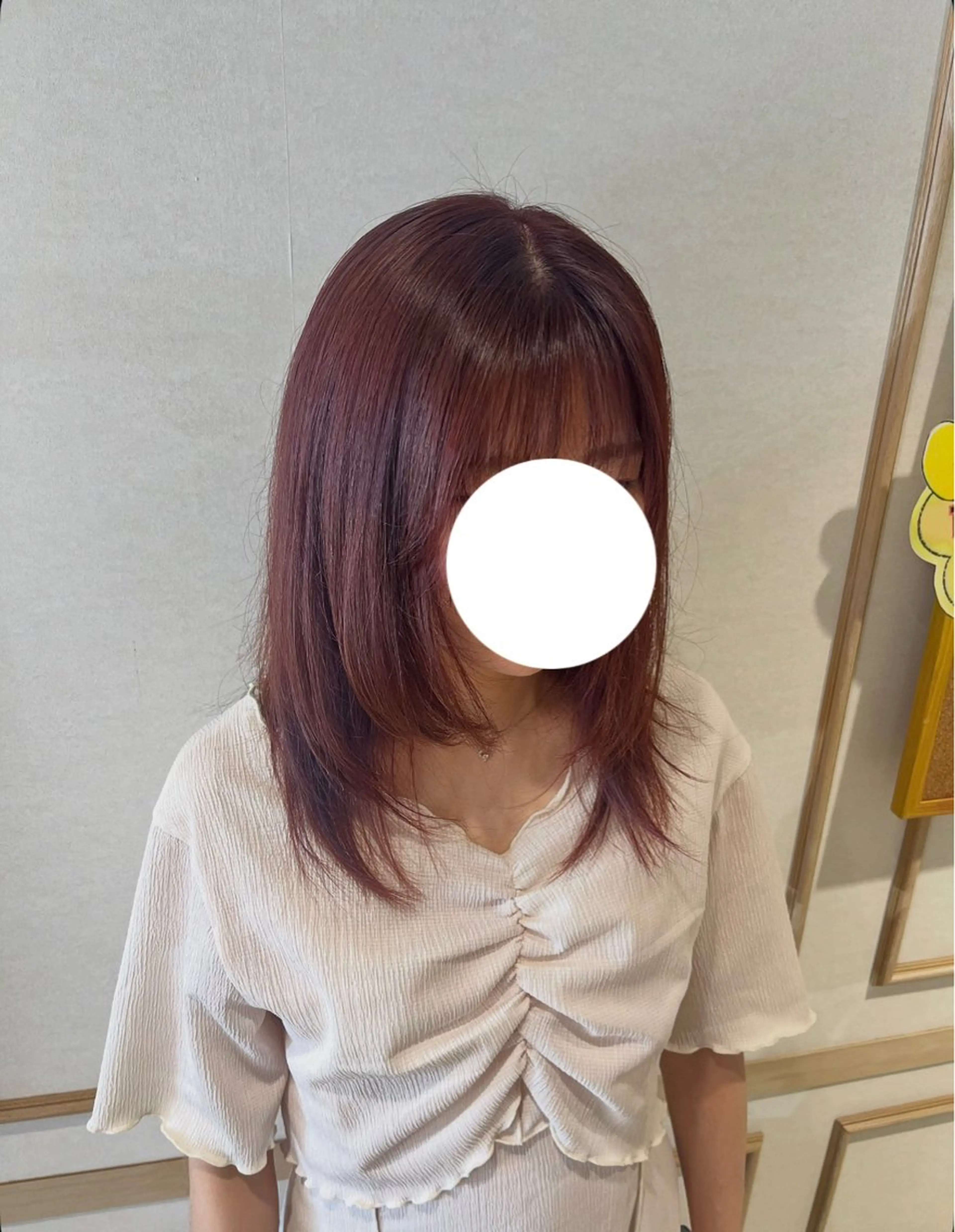 ミディアム レイヤーカット カット ヘアカラー トリートメント 上ヶ原 かなたのヘアスタイル