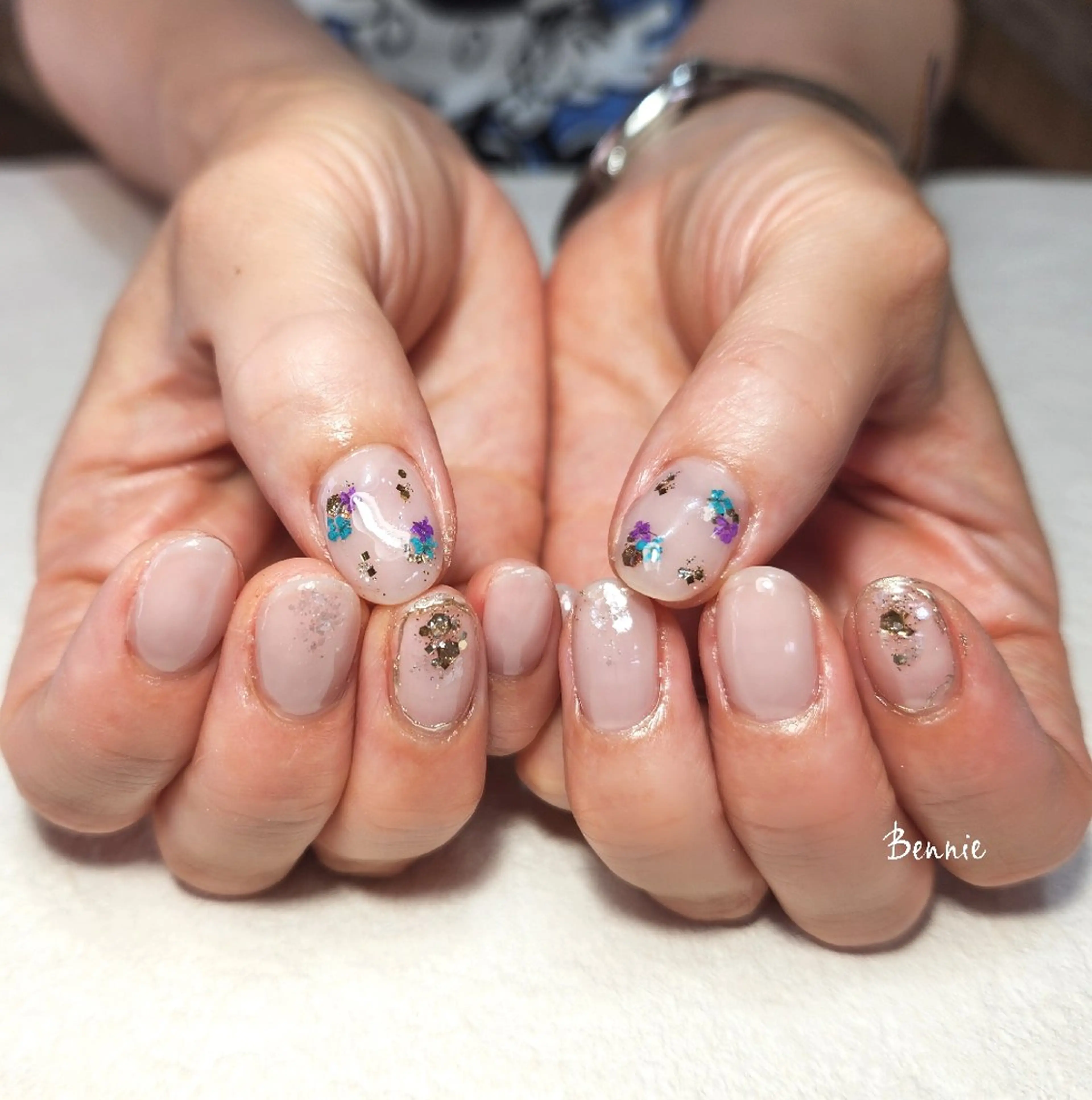 ネイル フラワーネイル パープル   BENNIEのネイルデザイン