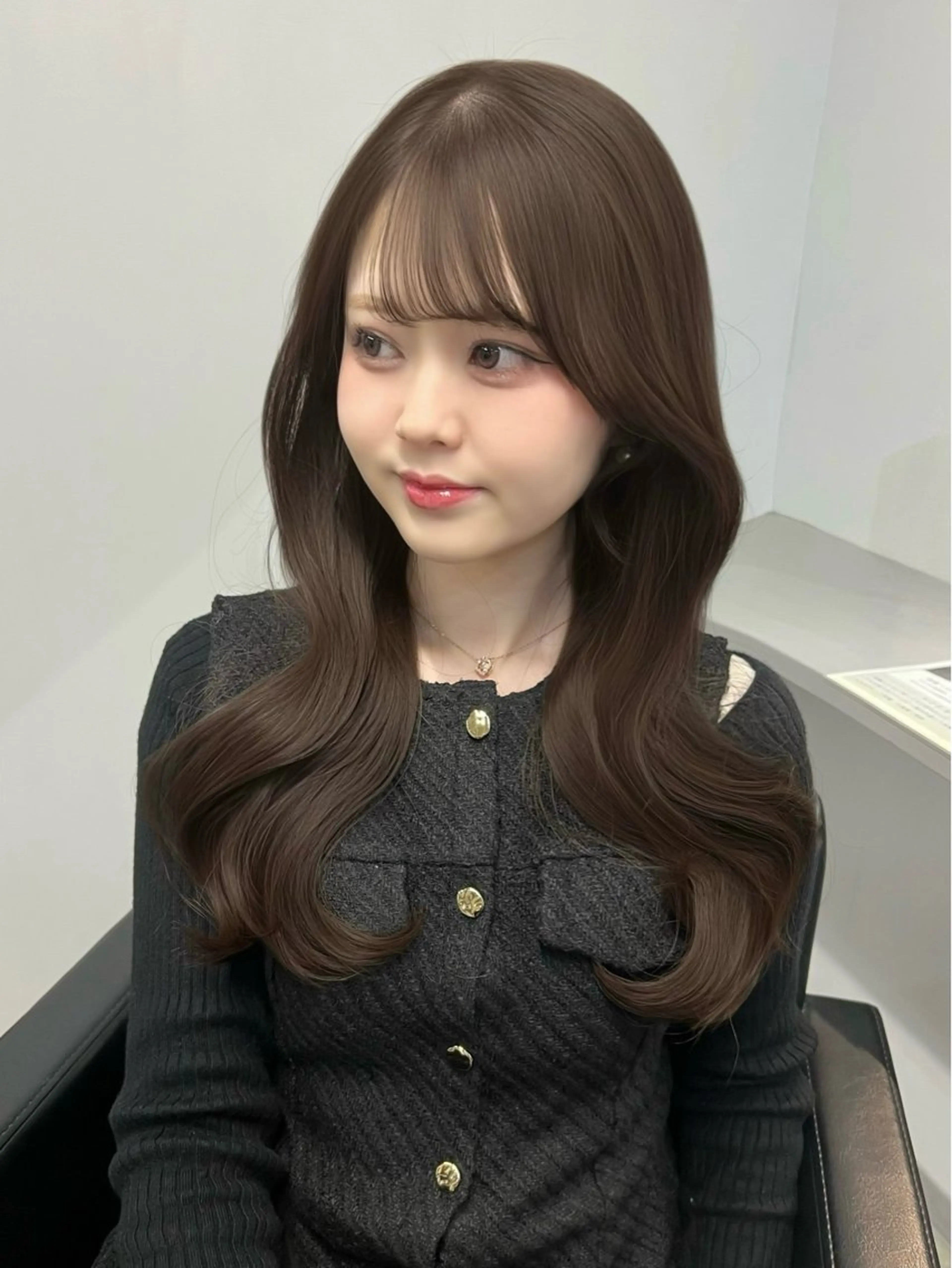 ロング チョコレートブラウン カット ヘアカラー lafit kaede/韓国ヘアのヘアスタイル