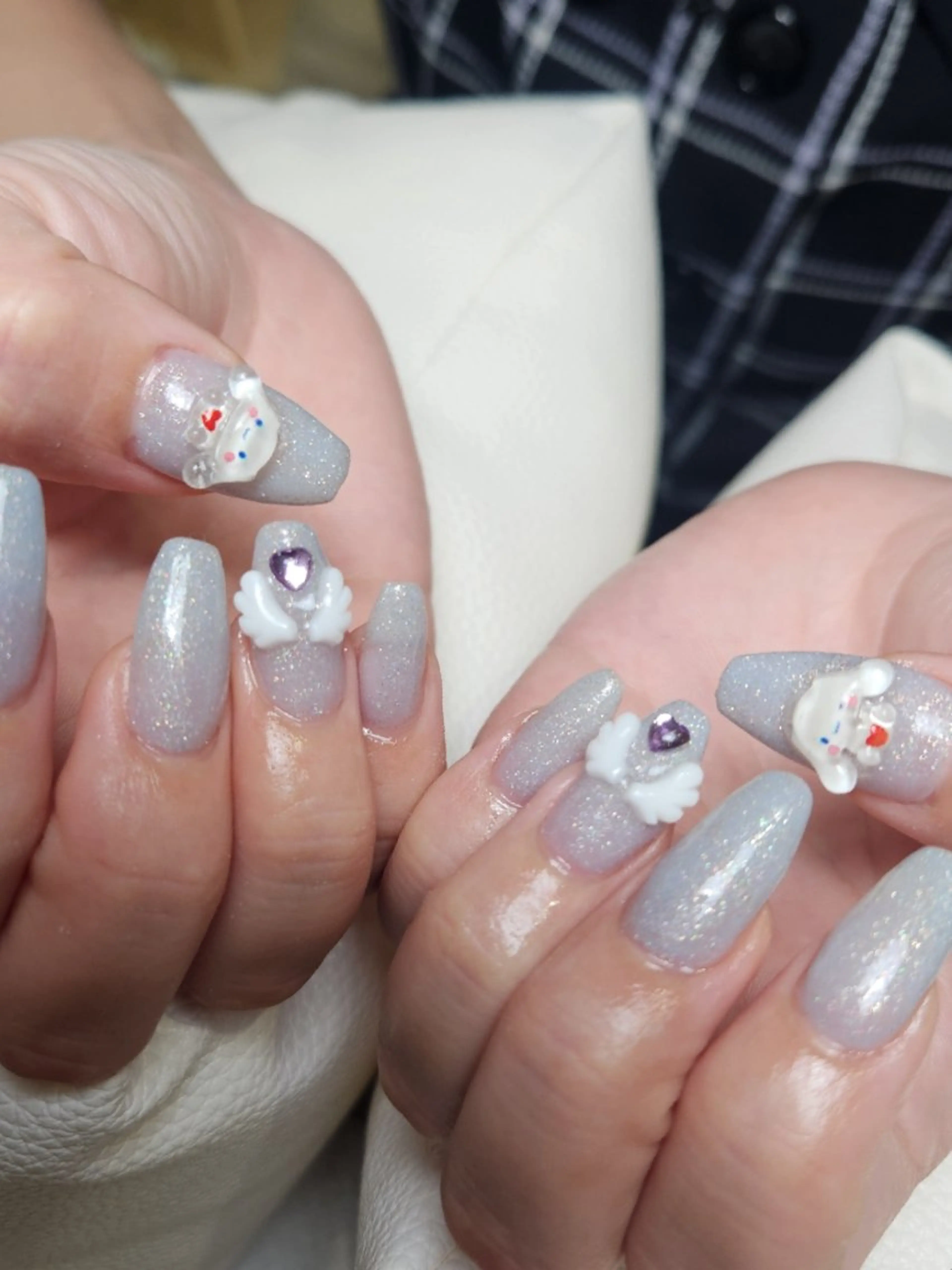 ネイル ブルー ジェルネイル ハート キラキラネイル ラメ(グリッター) Nailroom3  古屋明美のネイルデザイン