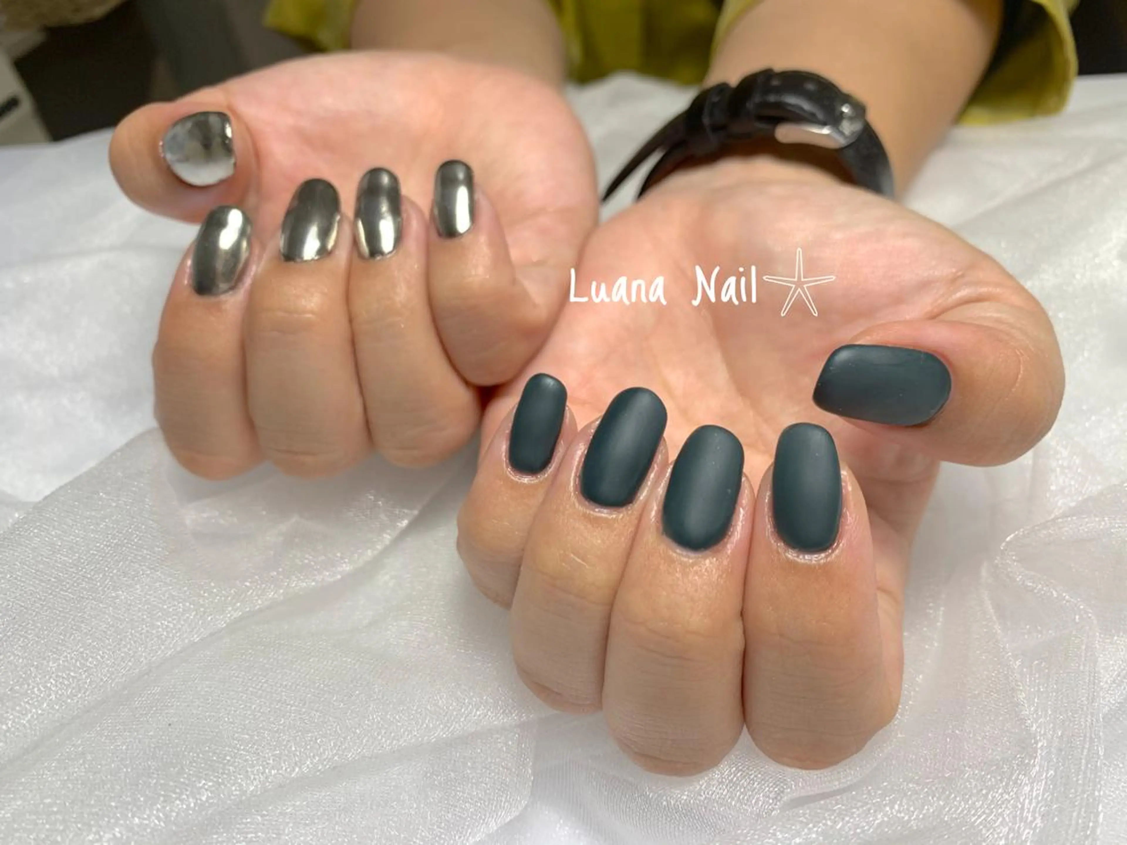 ネイル マットネイル ミラーネイル ハンドネイル BeauJu by Luana Nailのネイルデザイン