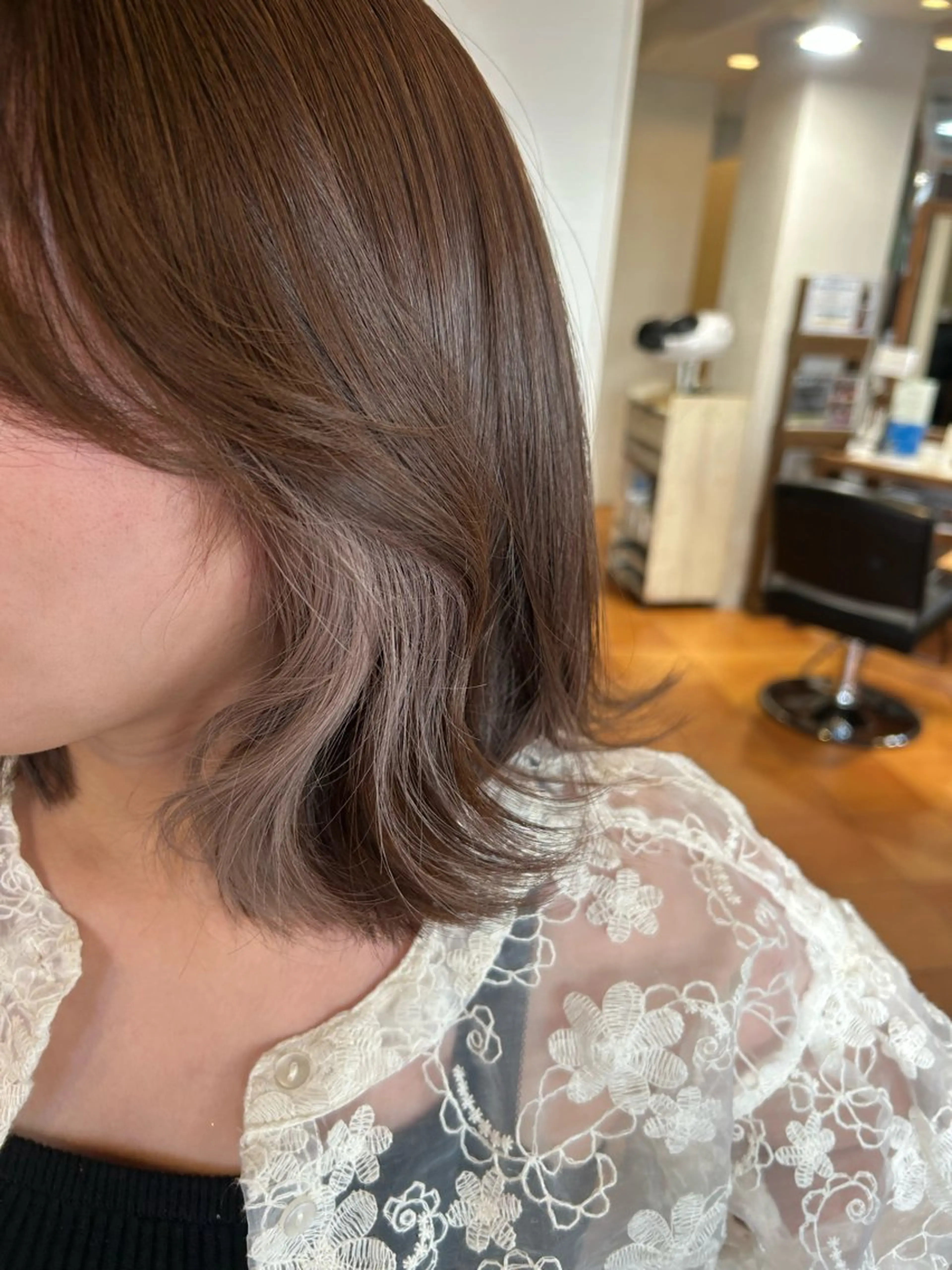 ミディアム カラー ベージュカラー インナーカラー ピンクカラー ピンクベージュ ヘアカラー 徳永　髪質改善 カラー🪄💫のヘアスタイル