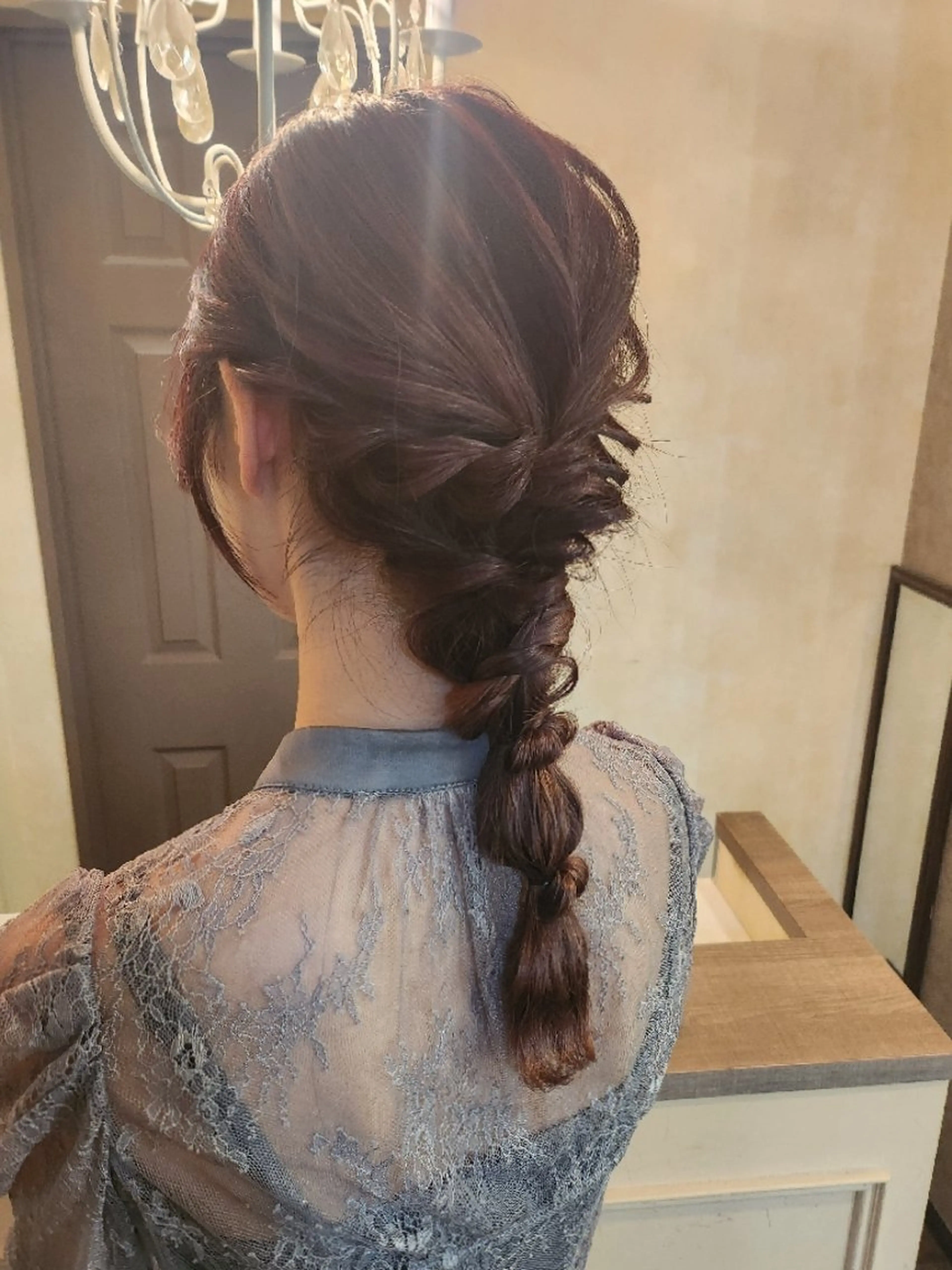 ヘアアレンジ セミロング 結婚式・ブライダル ヘアセット 田井中 悠紀のヘアスタイル