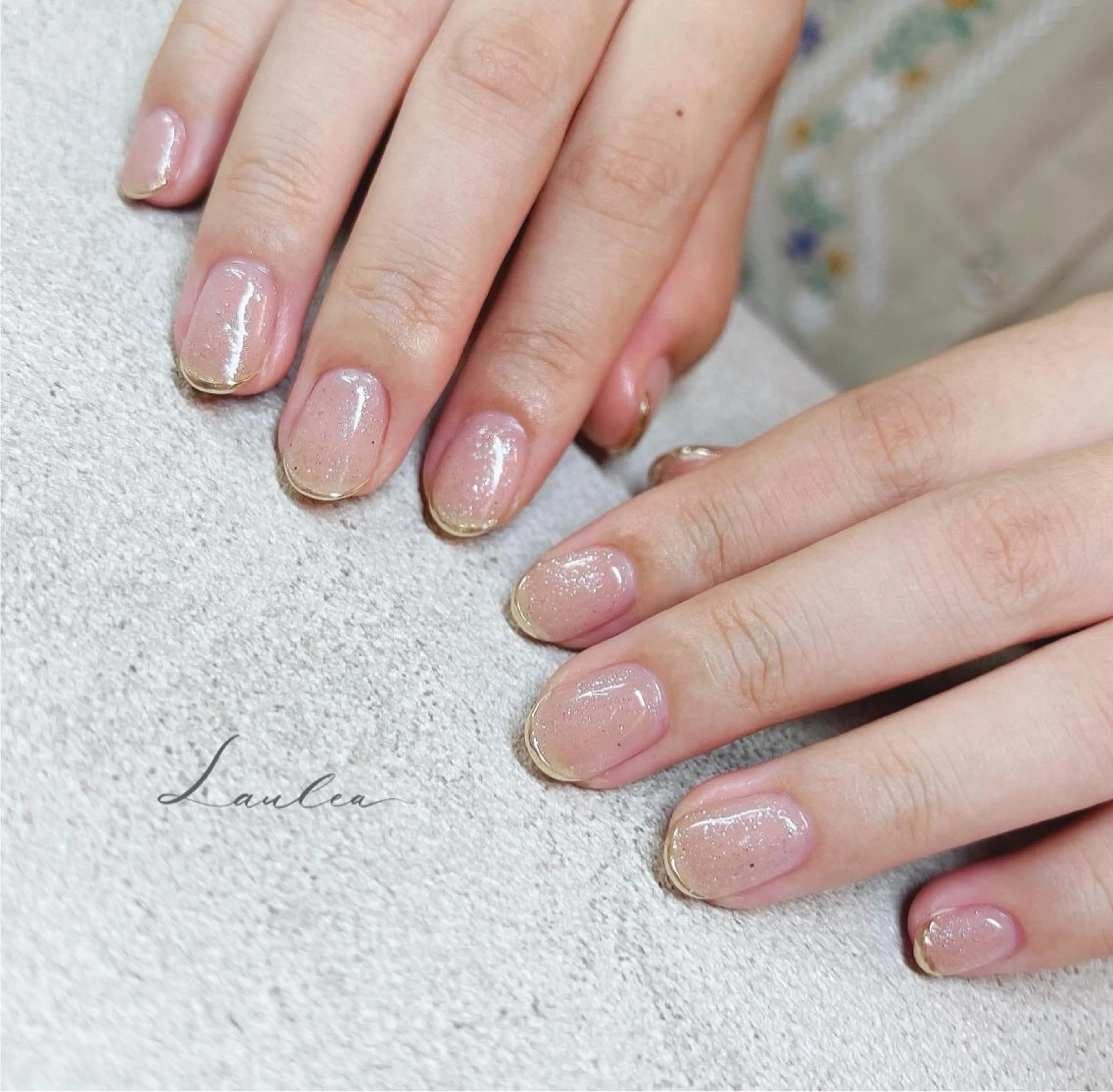ネイル フレンチネイル ラメ(グリッター) ミラーネイル ニュアンスネイル 夏ネイル nail salon Lauleaのネイルデザイン