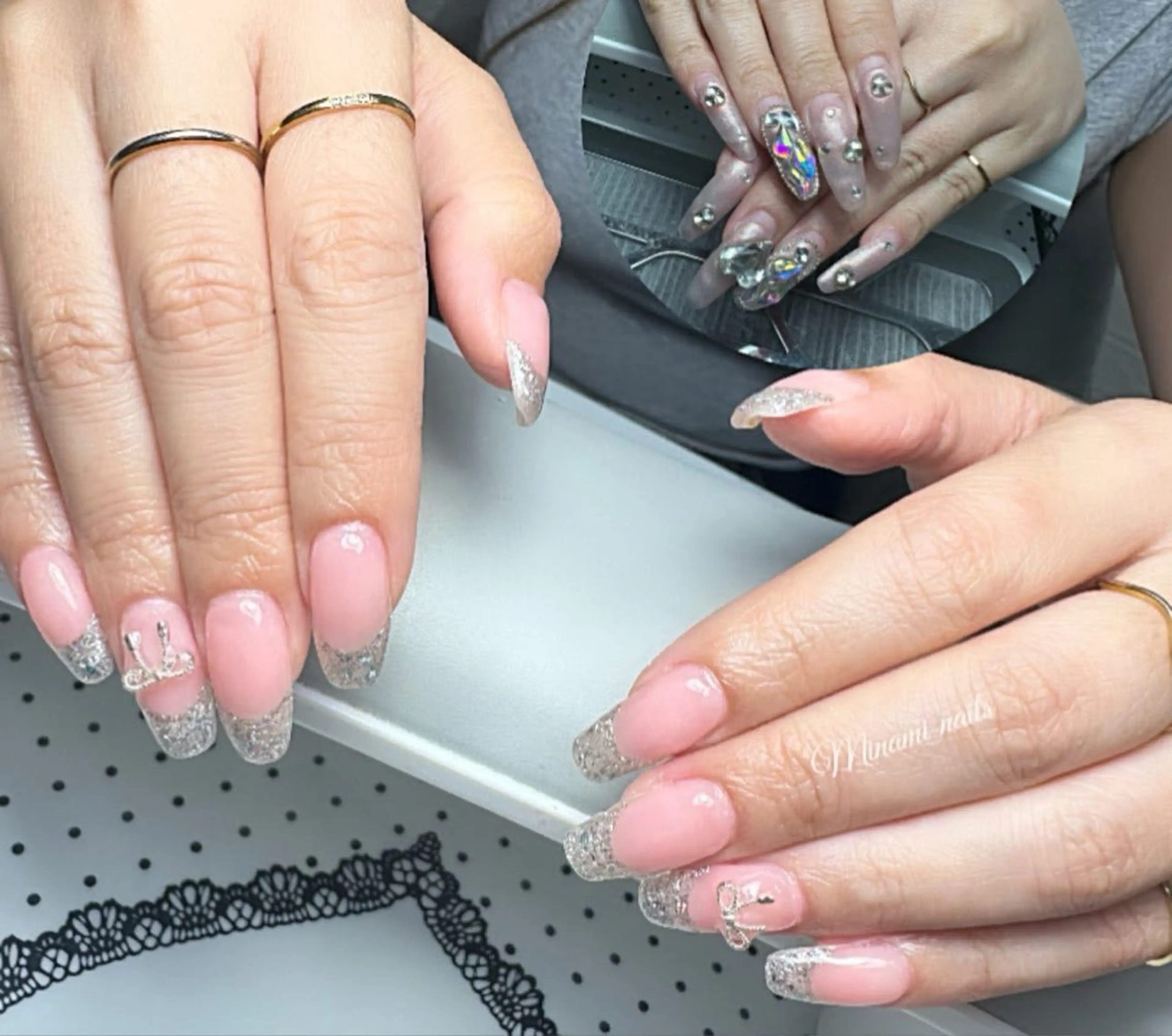 ネイル アートネイル オーロラネイル ガーリー キラキラネイル 韓国ネイル Minami Nailsのネイルデザイン