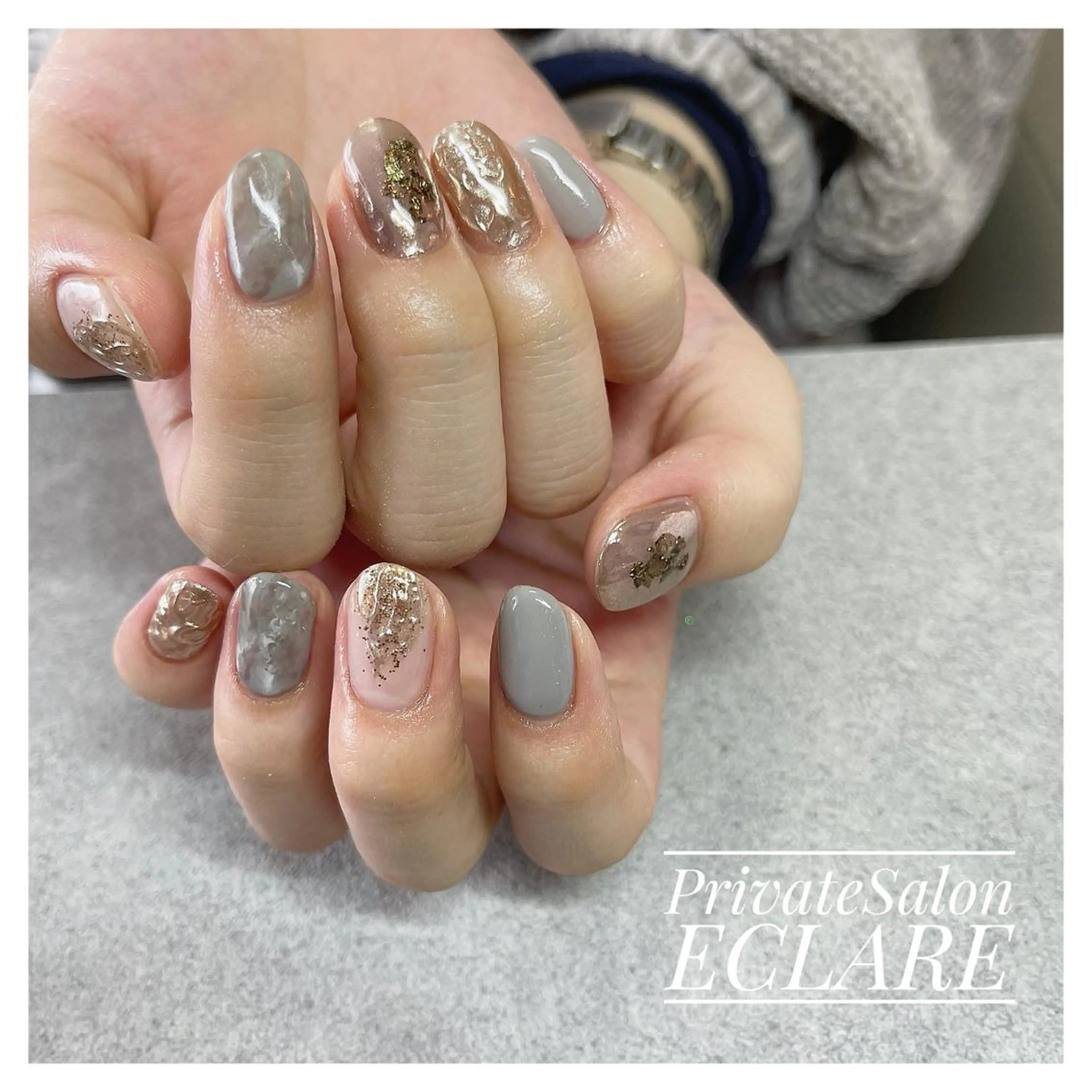 ネイル アートネイル ブラウン フットネイル フレンチネイル ジェルネイル Nail Salon ECLAREのネイルデザイン