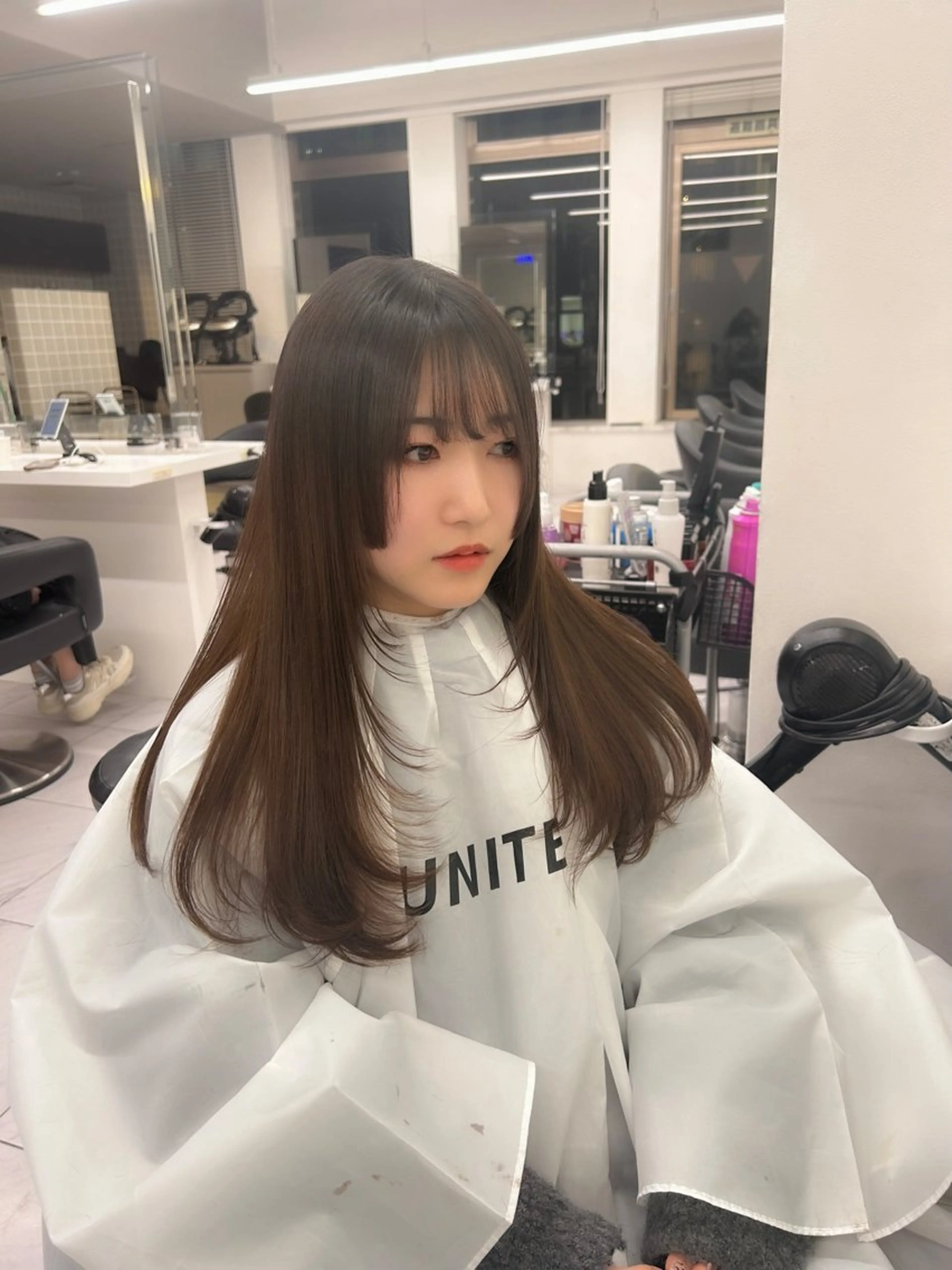 ロング カラー パーマ ヘアアレンジ メンズ キッズ ロングレイヤー 姫カット レイヤーカット ロング ブリーチなしカラー/ ブラウン/レイヤーのヘアスタイル