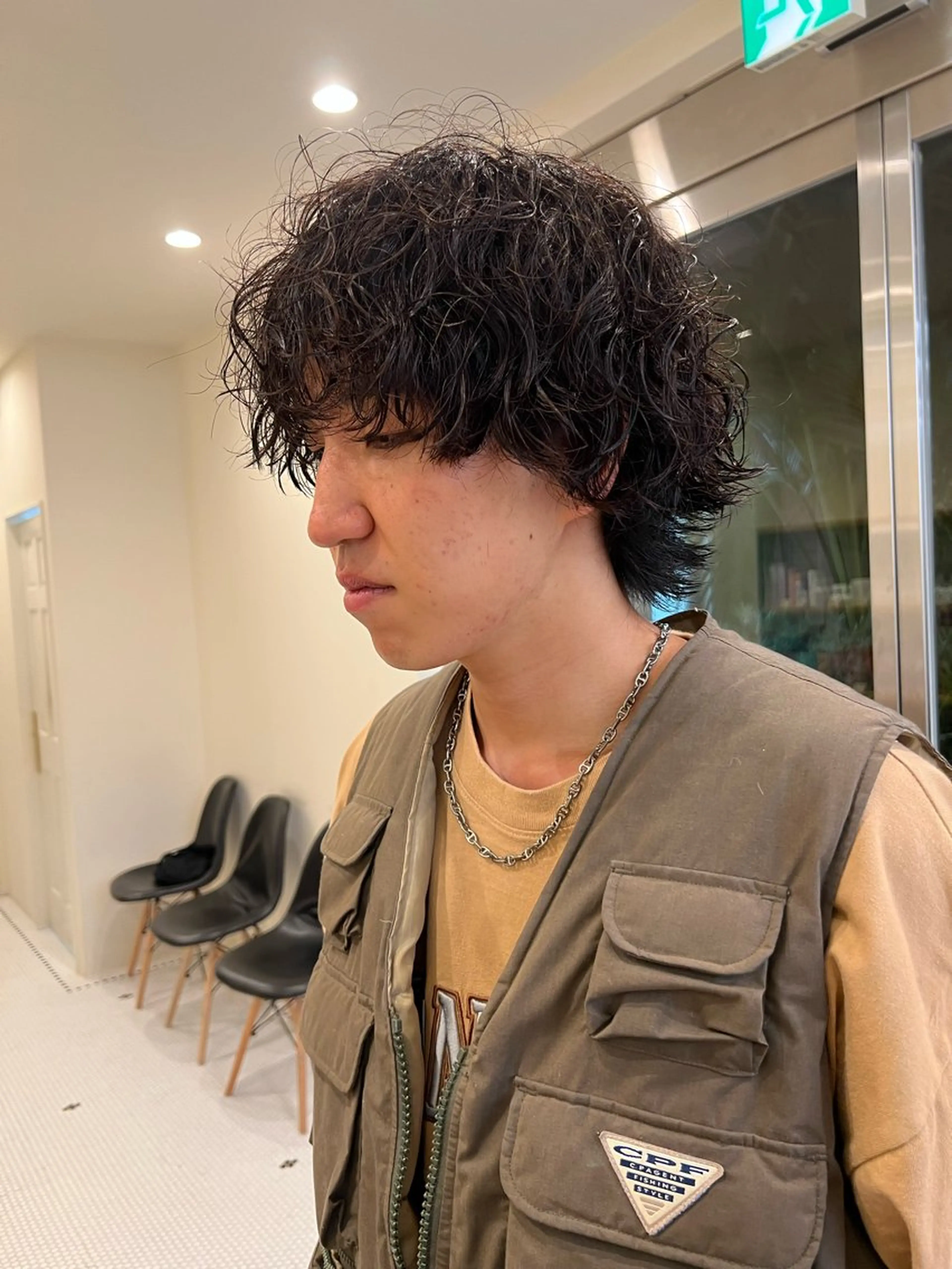 カラー パーマ メンズ メンズパーマ プードルパーマ プードルパーマ 抜きっぱなしブロンド /ハイトーン/カナタのヘアスタイル