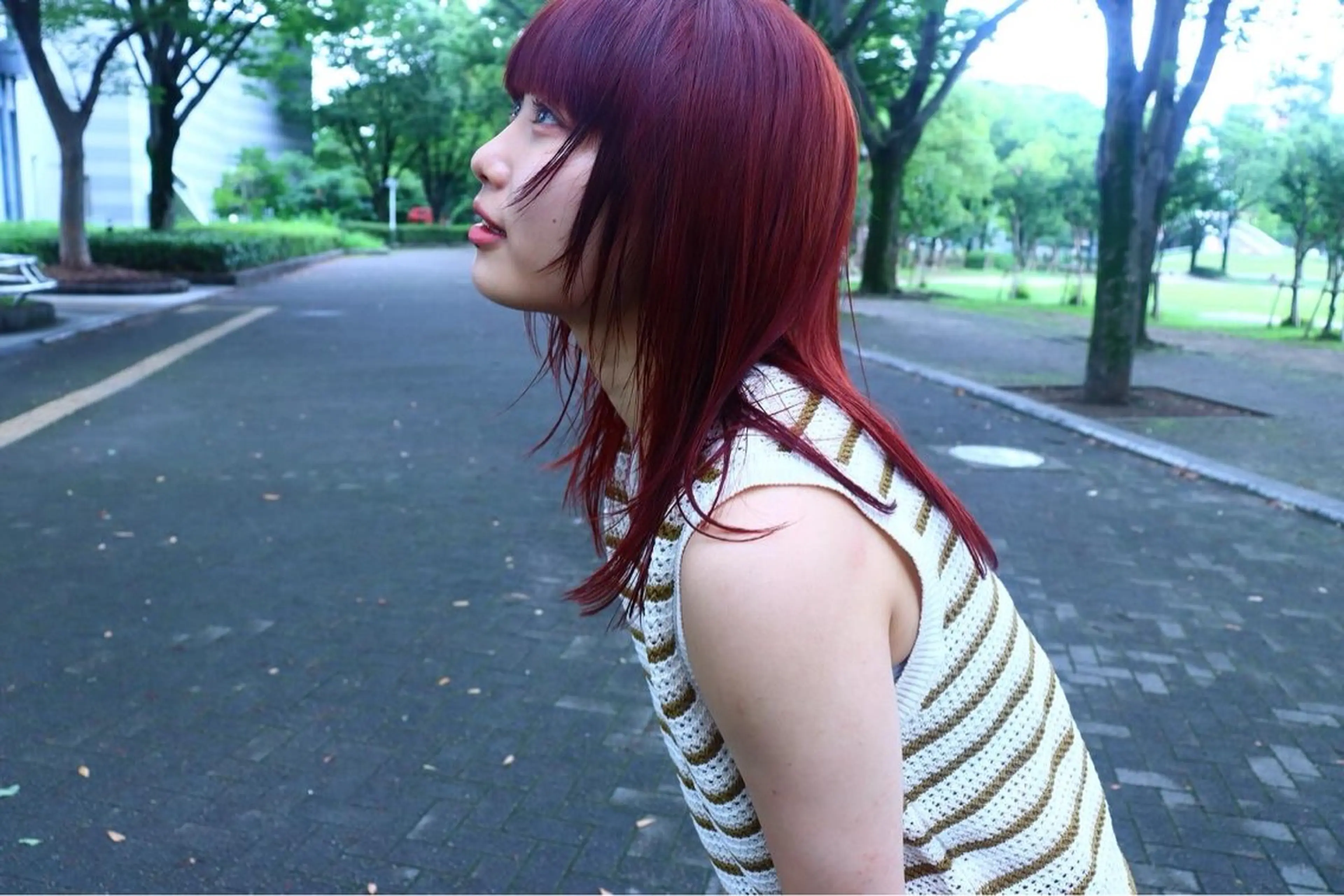 ミディアム ヘアカラー 足立 悠輔のヘアスタイル