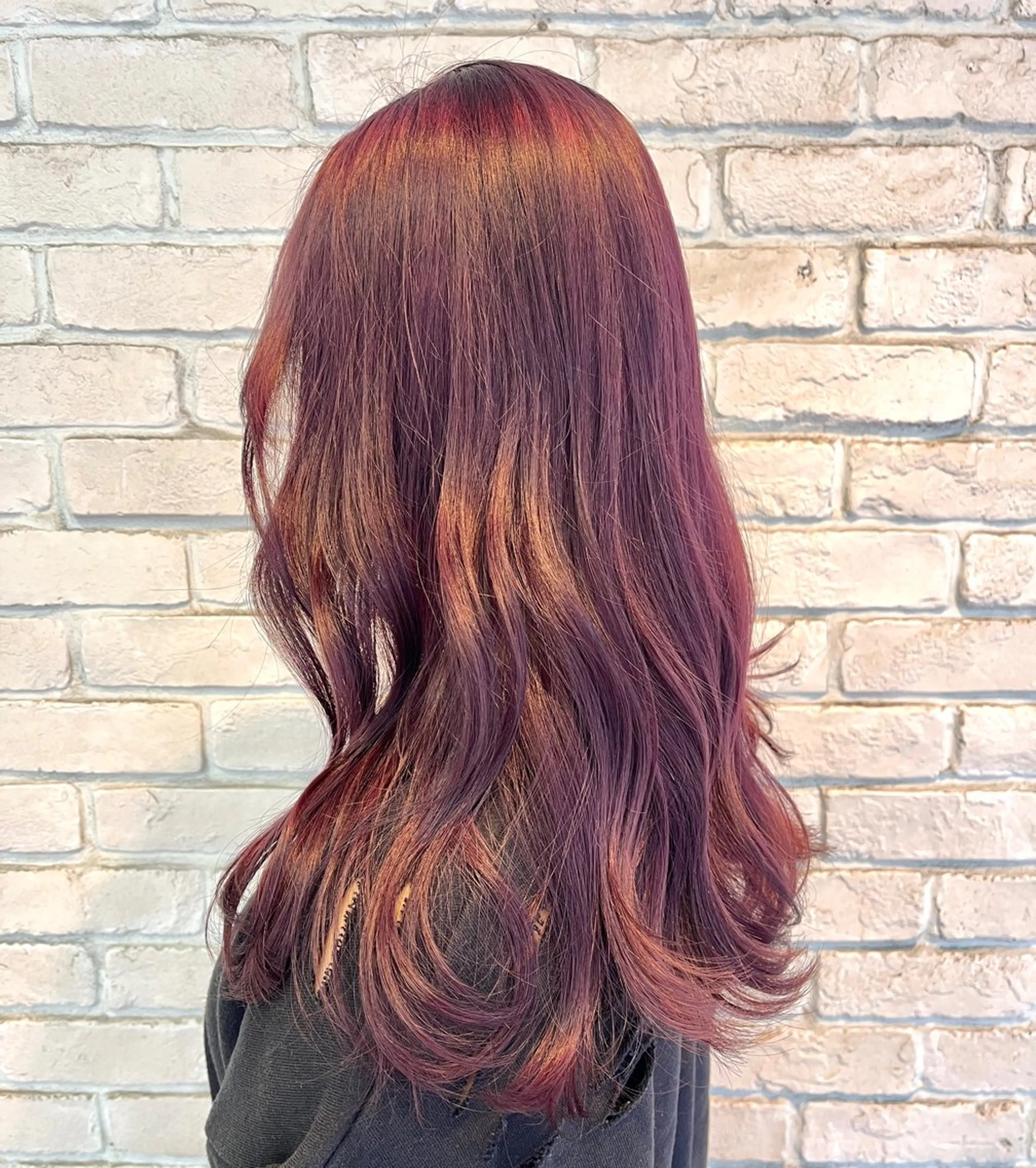 ロング ヘアカラー 韓国レイヤー 暖色カラー/さくらのヘアスタイル