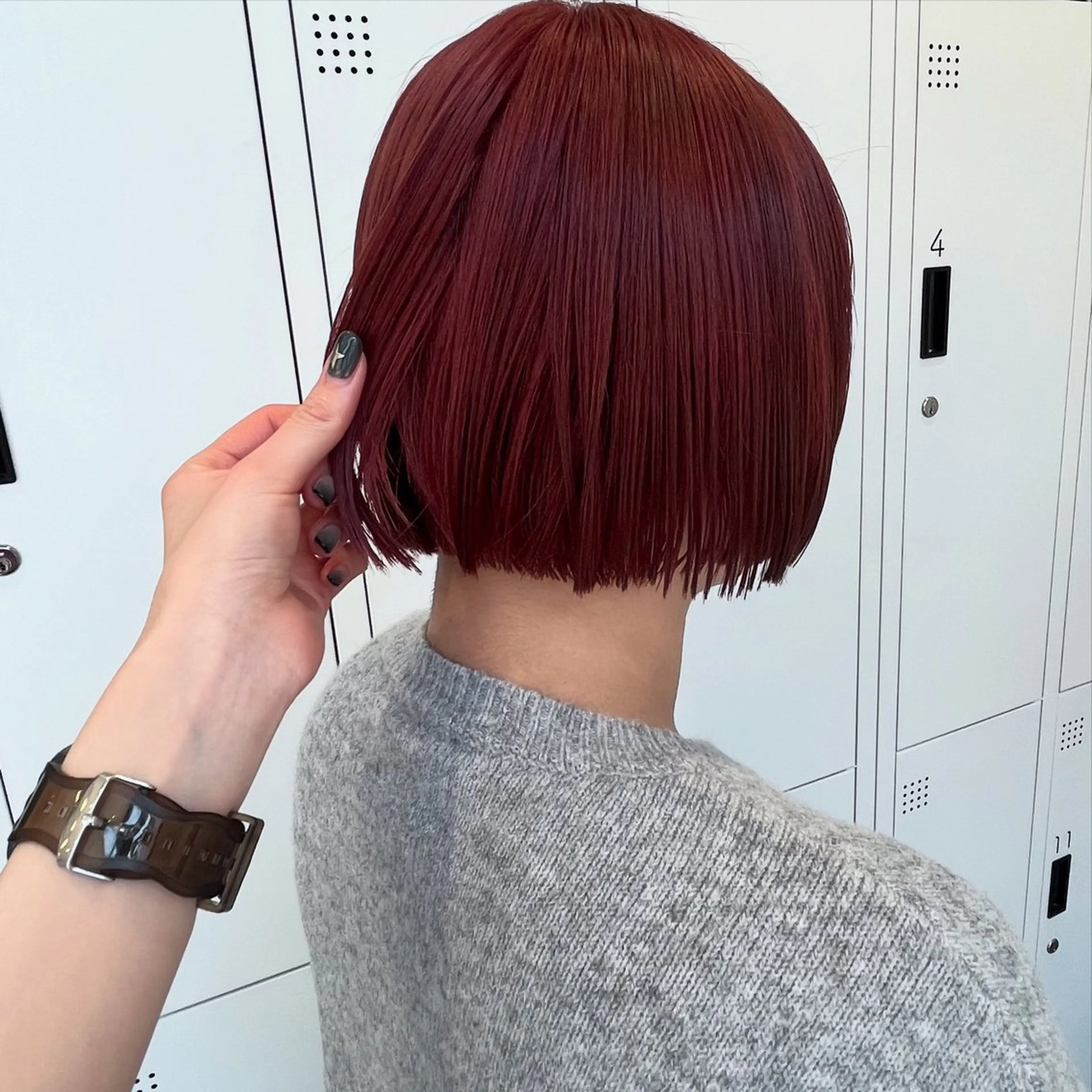 ショート カラー ブリーチ レッドカラー ボブ hiyori 【ﾌﾗﾐｭｰﾑ高崎】のヘアスタイル