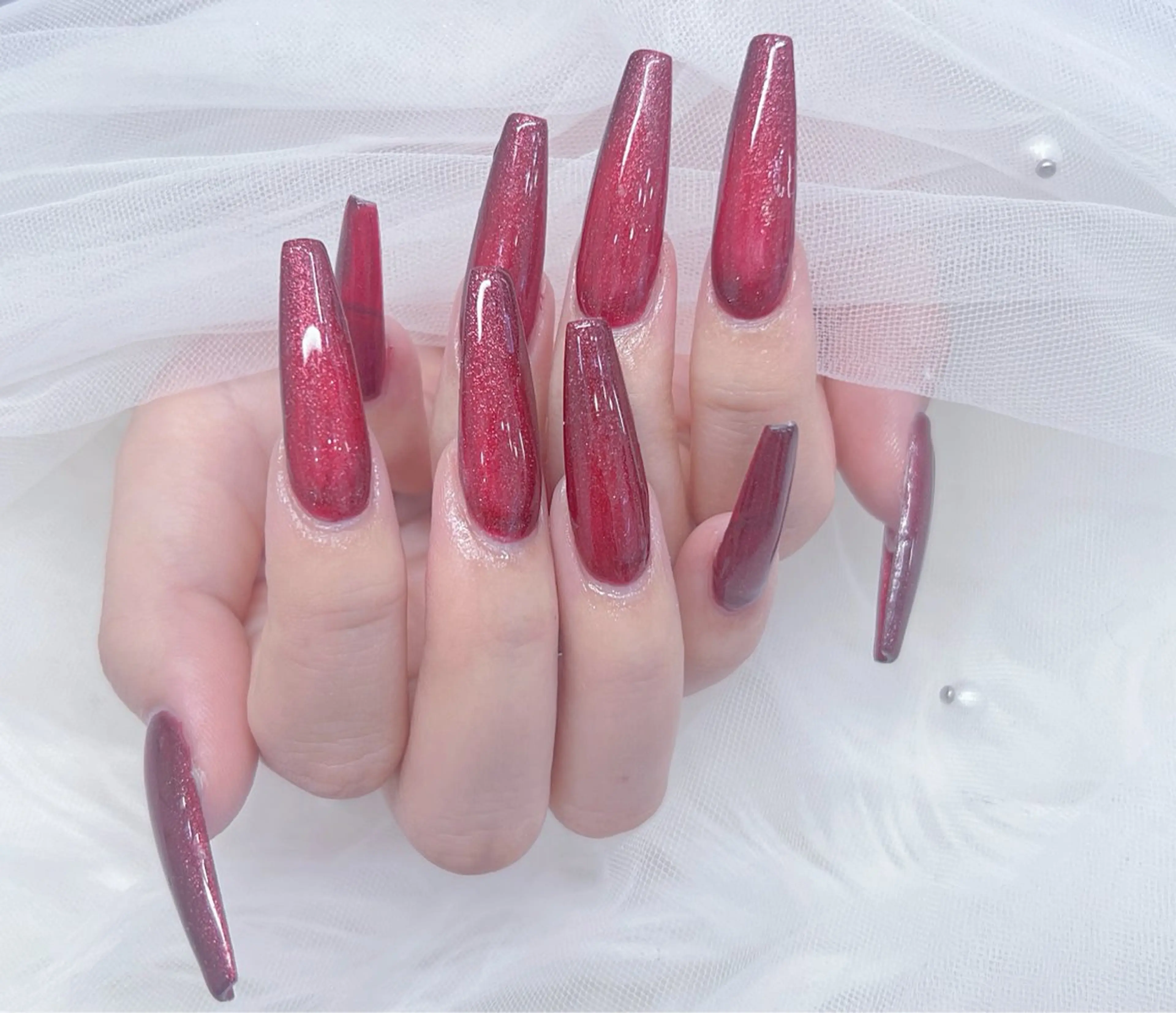 ネイル アートネイル オーロラネイル チークネイル 長さ出し フットネイル Miya _nailのネイルデザイン