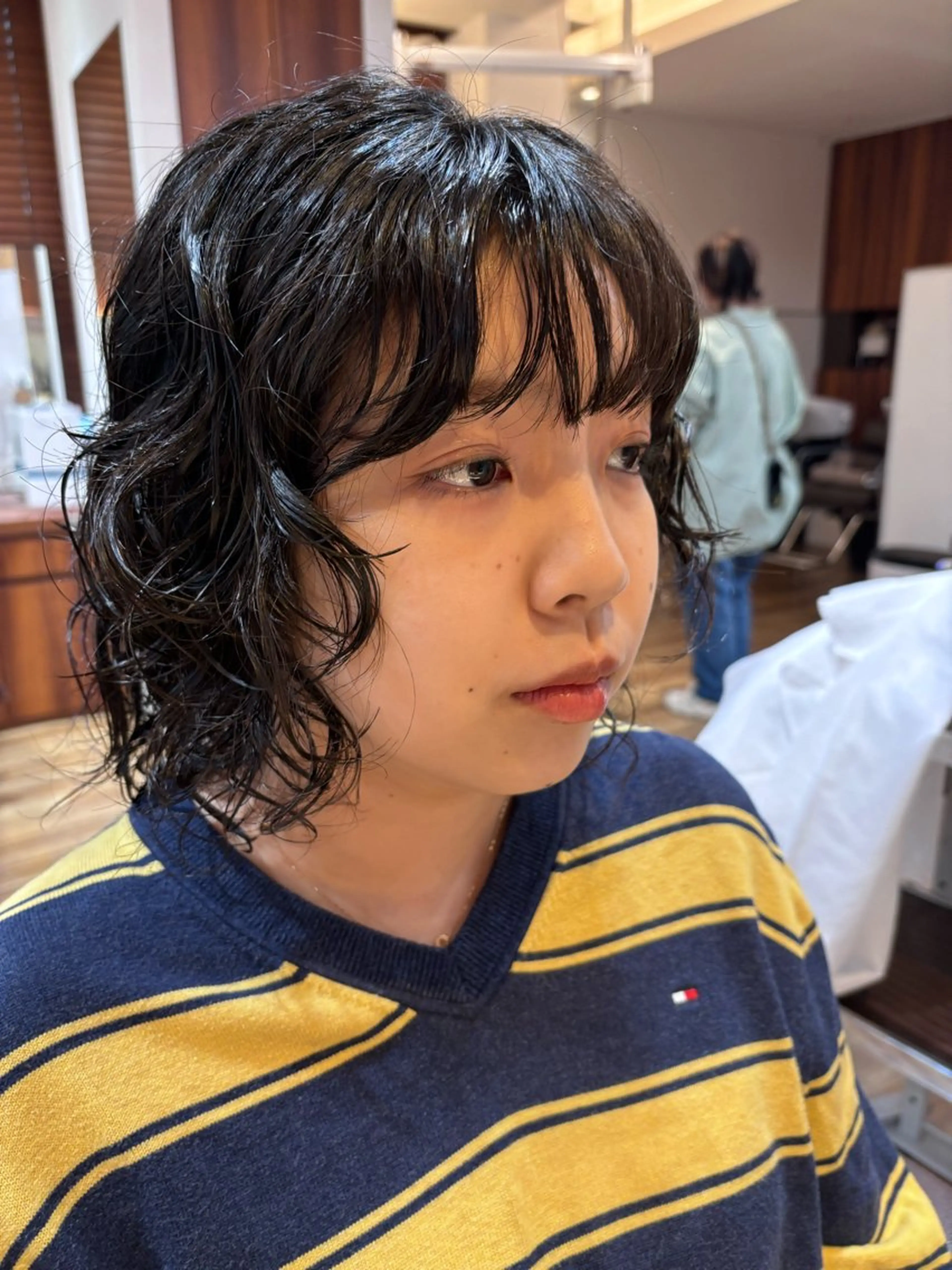 ミディアム パーマ カット パーマ しみず さくら🌸のヘアスタイル